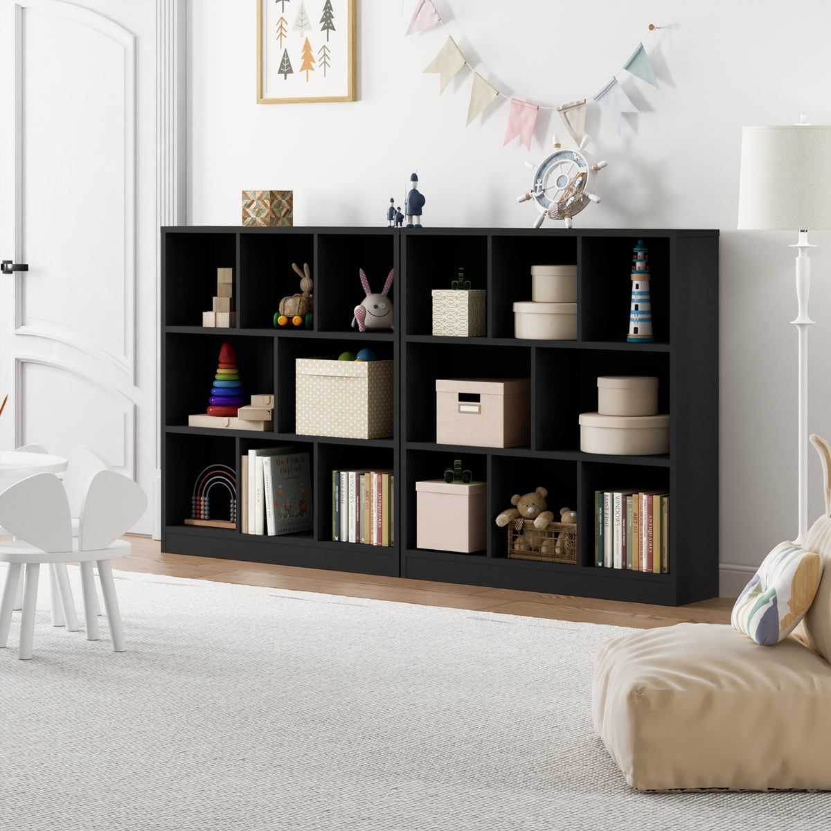 Oikiture Bookshelf Bookcase Display Shelves Unit Storage Organizer Stand Black - Sunyee