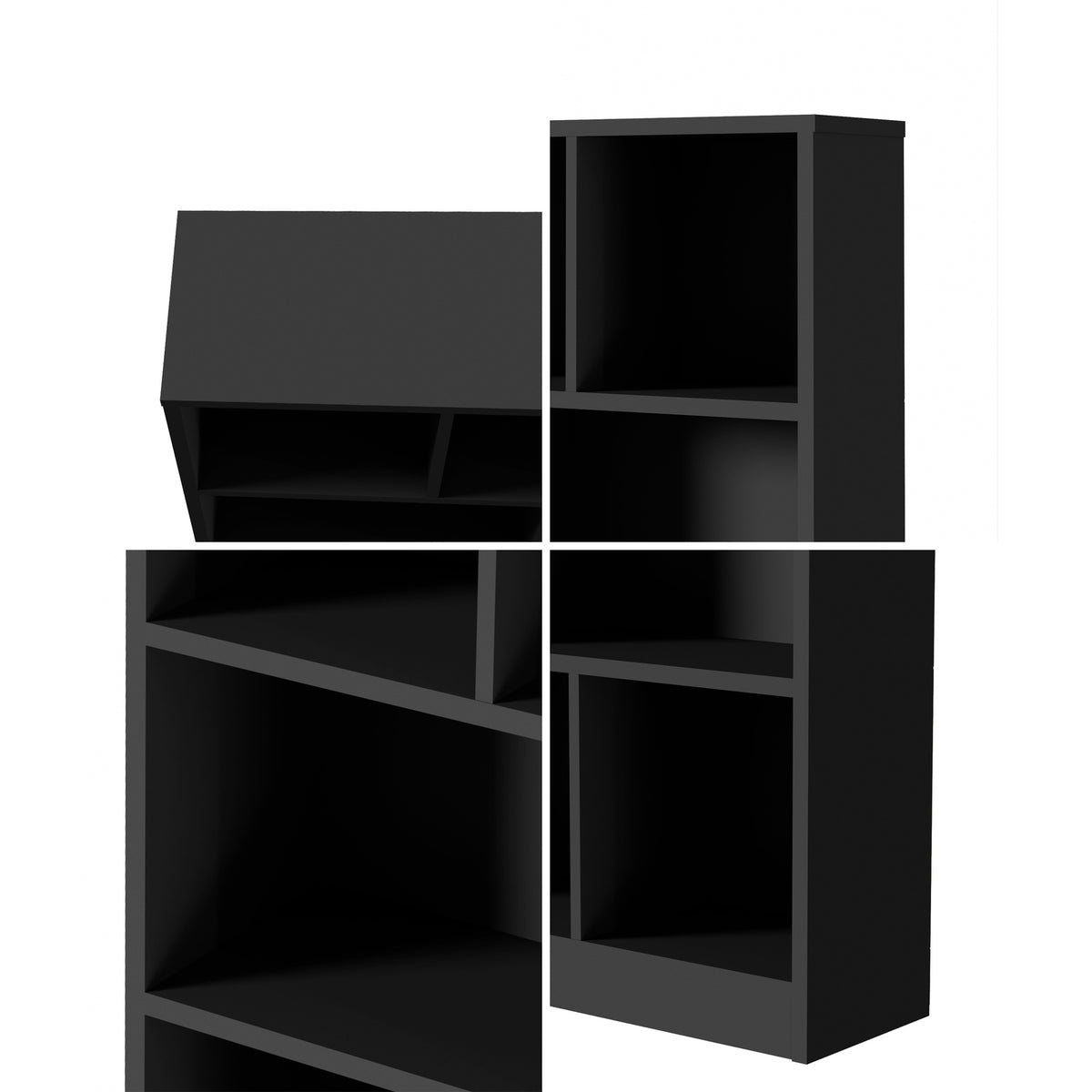 Oikiture Bookshelf Bookcase Display Shelves Unit Storage Organizer Stand Black - Sunyee