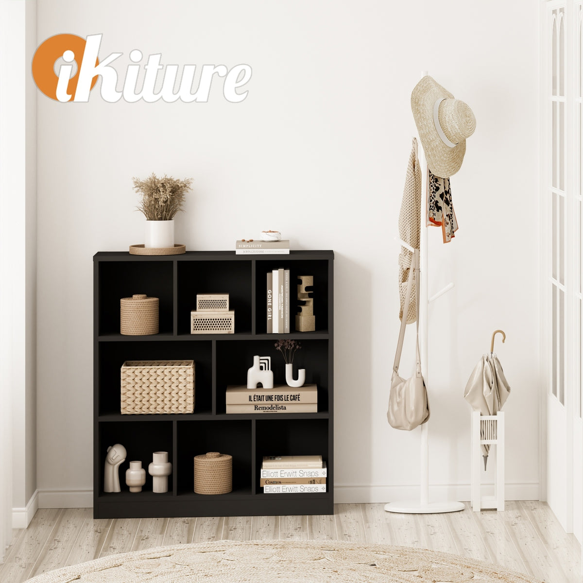Oikiture Bookshelf Bookcase Display Shelves Unit Storage Organizer Stand Black - Sunyee