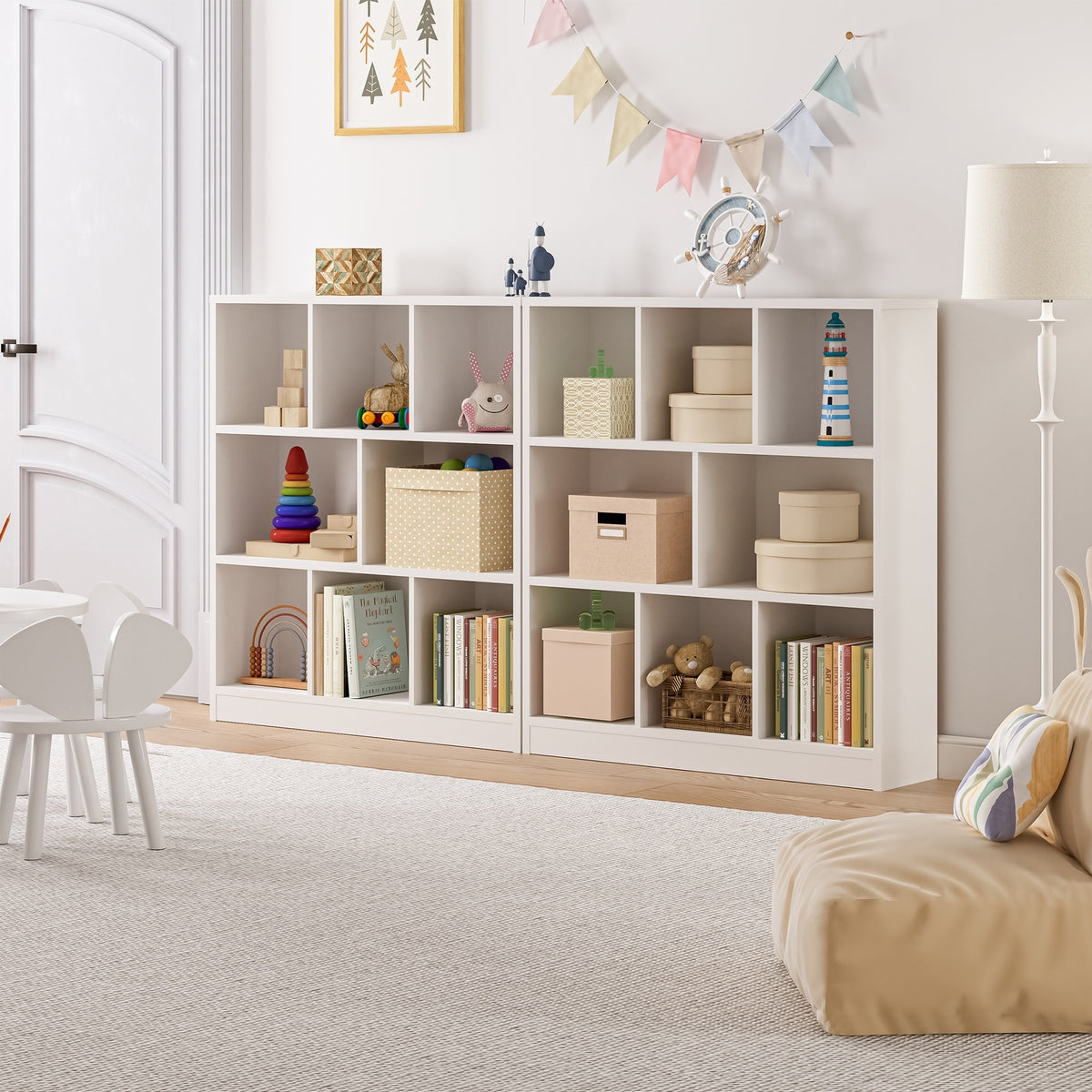 Oikiture Bookshelf Bookcase Display Shelves Unit Storage Organizer Stand White - Sunyee