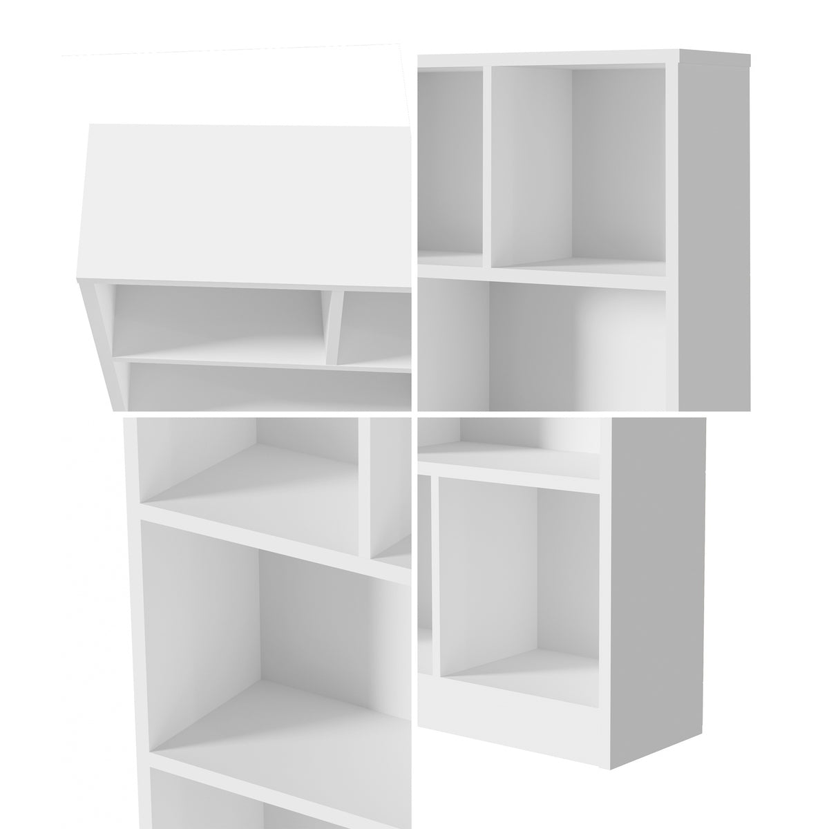 Oikiture Bookshelf Bookcase Display Shelves Unit Storage Organizer Stand White - Sunyee