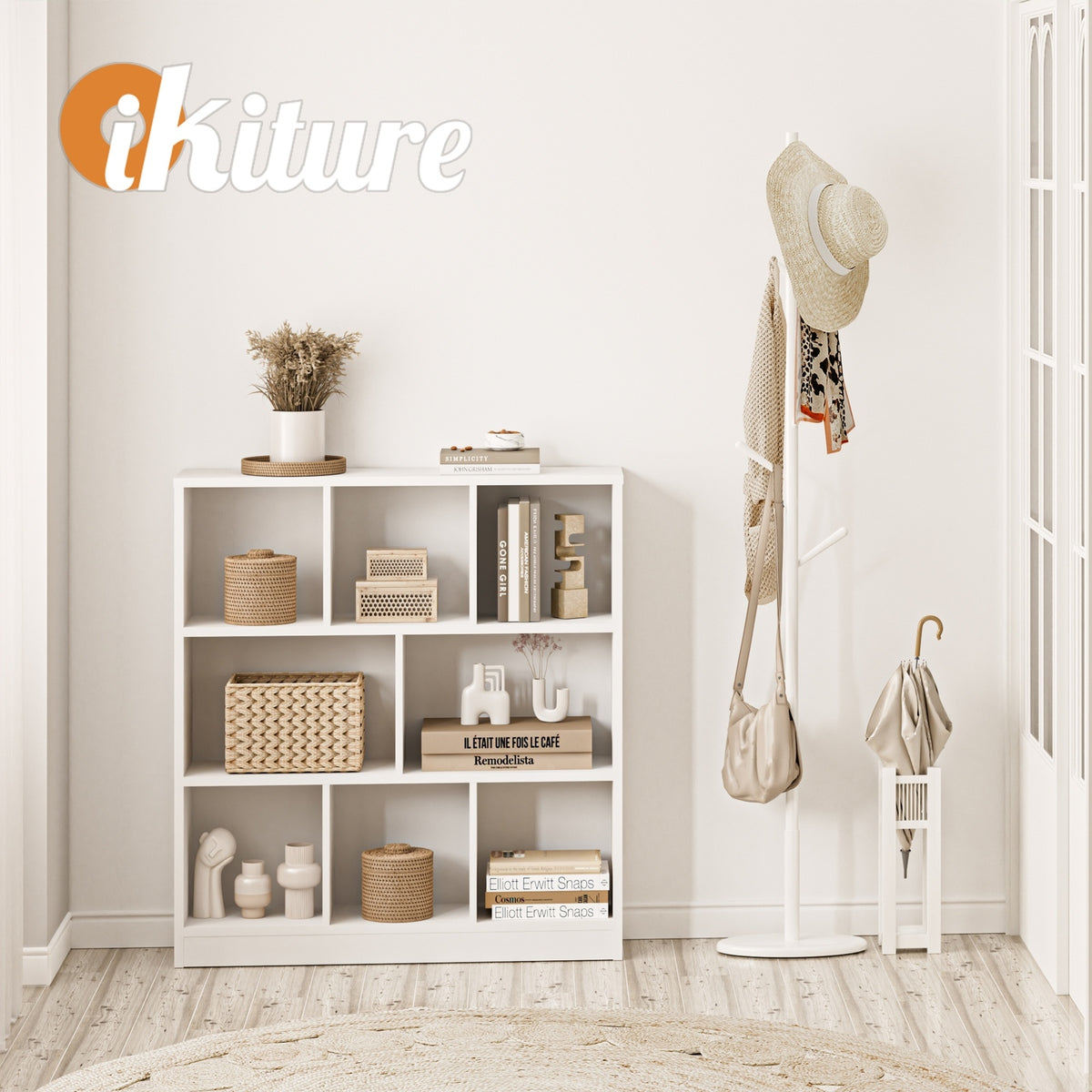 Oikiture Bookshelf Bookcase Display Shelves Unit Storage Organizer Stand White - Sunyee