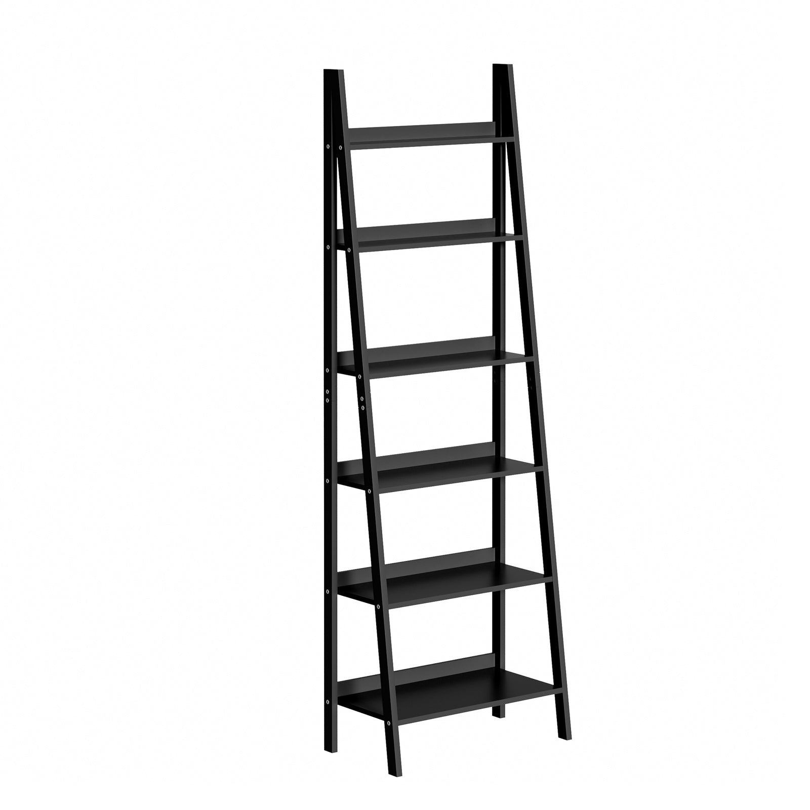 Oikiture Bookshelf 6 Tier Corner Ladder Shelf Home Storage Display Rack Black - Sunyee