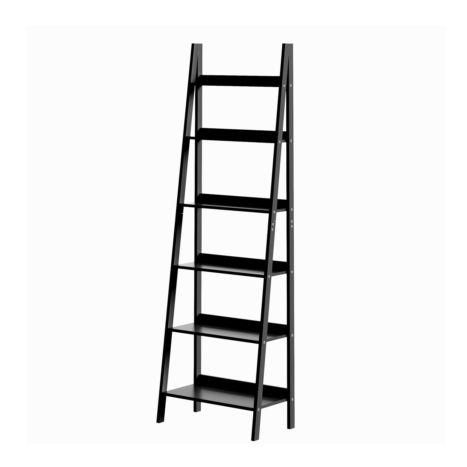 Oikiture Bookshelf 6 Tier Corner Ladder Shelf Home Storage Display Rack Black - Sunyee