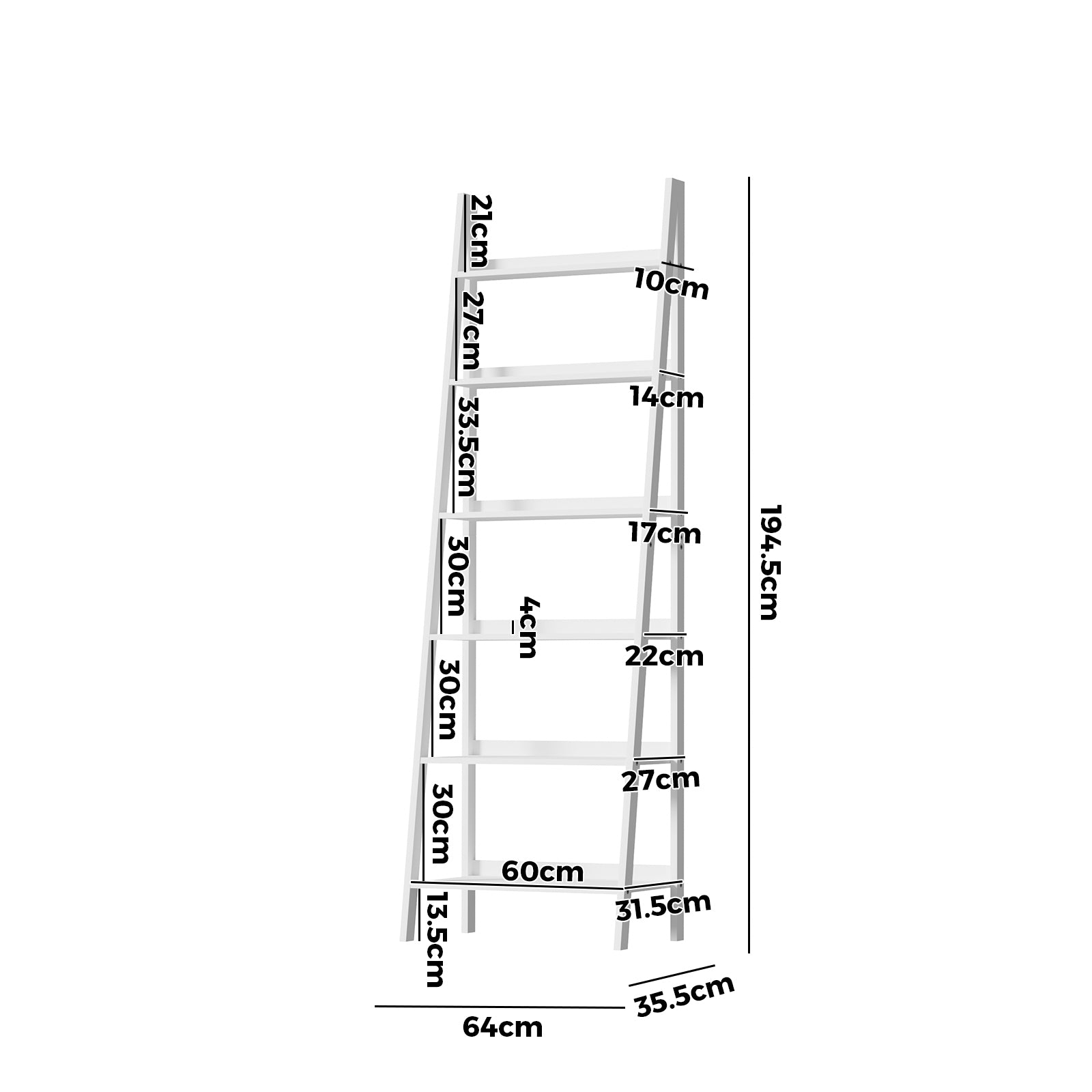 Oikiture Corner Ladder Shelf 6 Tier Bookcase Display Storage Plant Stand Rack - Sunyee