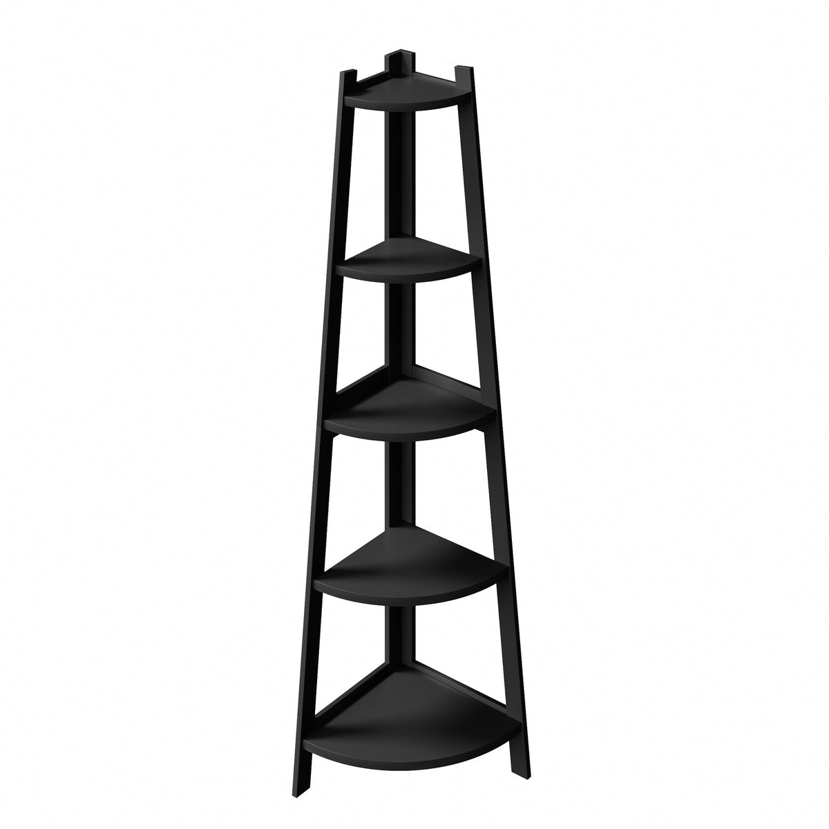 Oikiture Corner Ladder Shelf 5 Tier Home Storage Display Stand Bookshelf Black - Sunyee