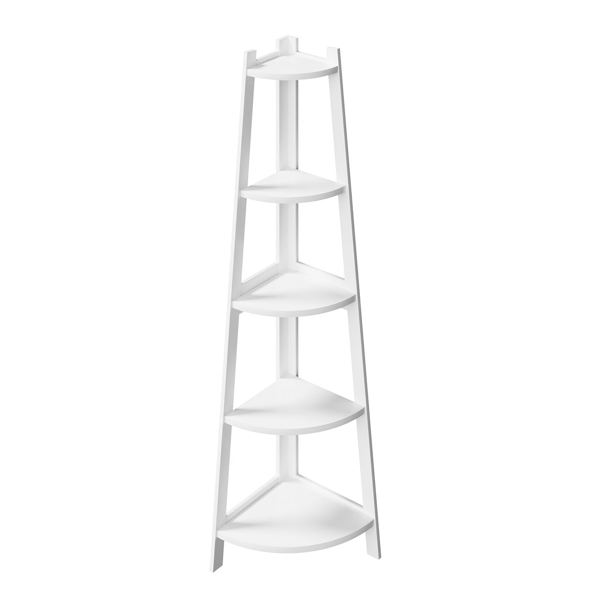 Oikiture Corner Ladder Shelf 5 Tier Home Storage Display Stand Bookshelf White - Sunyee
