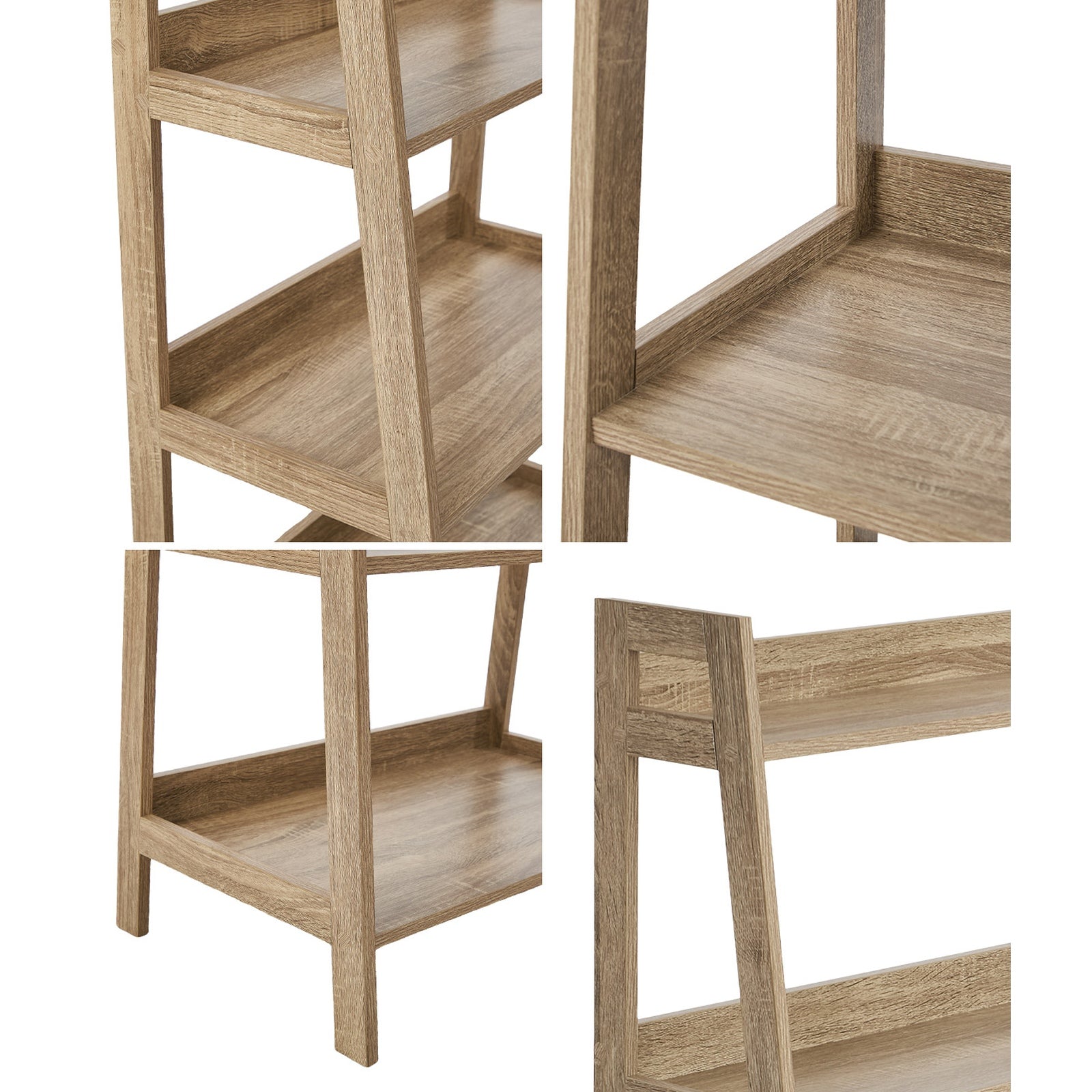 Oikiture Bookshelf 5 Tier Corner Ladder Shelf Home Storage Display Rack Natural