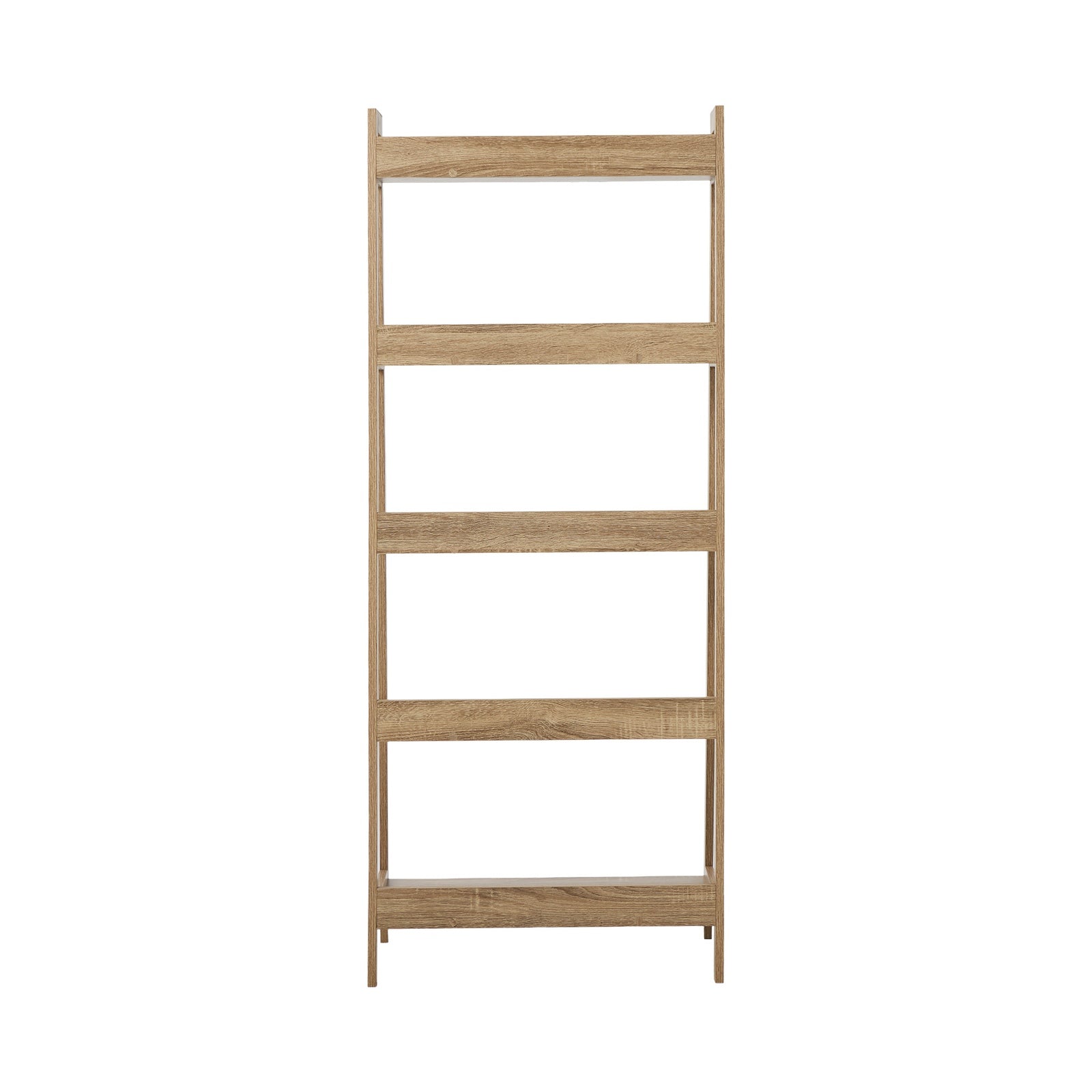 Oikiture Bookshelf 5 Tier Corner Ladder Shelf Home Storage Display Rack Natural