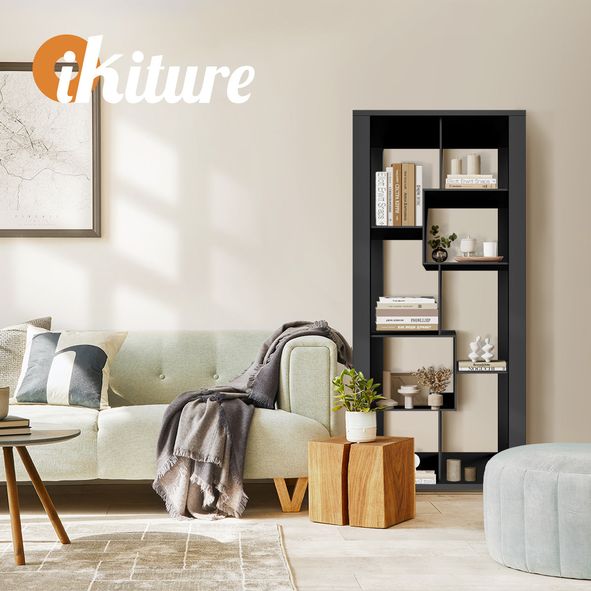 Oikiture Bookshelf Display Shelf Storage Cabinet Stand Organiser Bookcase Black - Sunyee
