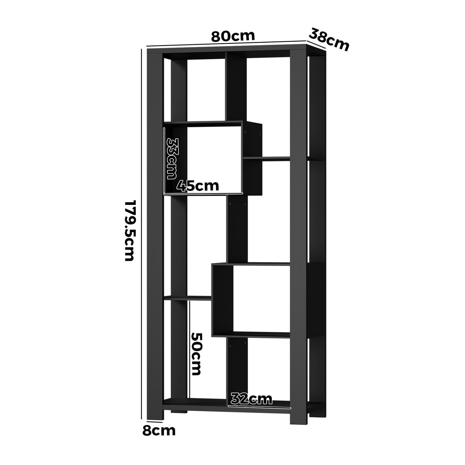 Oikiture Bookshelf Display Shelf Storage Cabinet Stand Organiser Bookcase Black - Sunyee