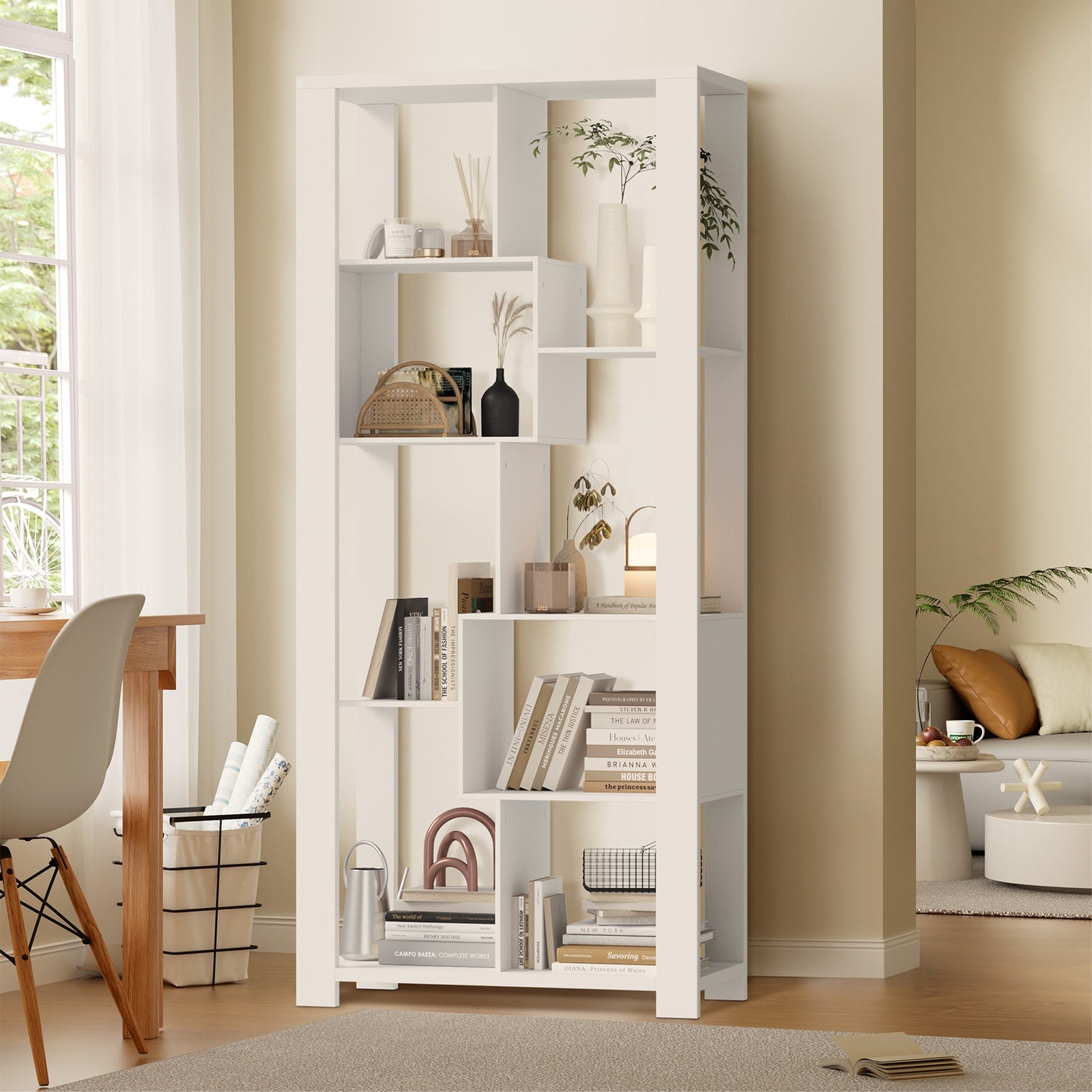 Oikiture Bookshelf Display Shelf Storage Cabinet Stand Organiser Bookcase White - Sunyee