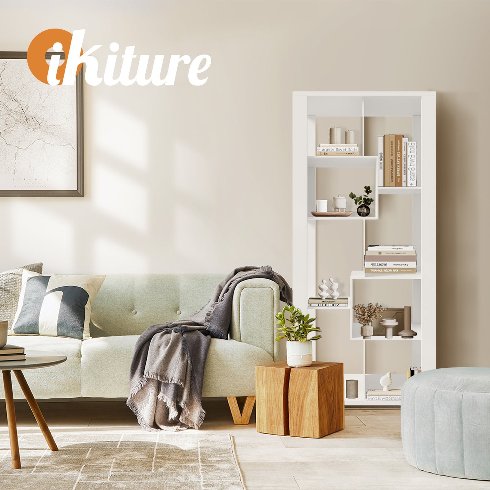 Oikiture Bookshelf Display Shelf Storage Cabinet Stand Organiser Bookcase White - Sunyee