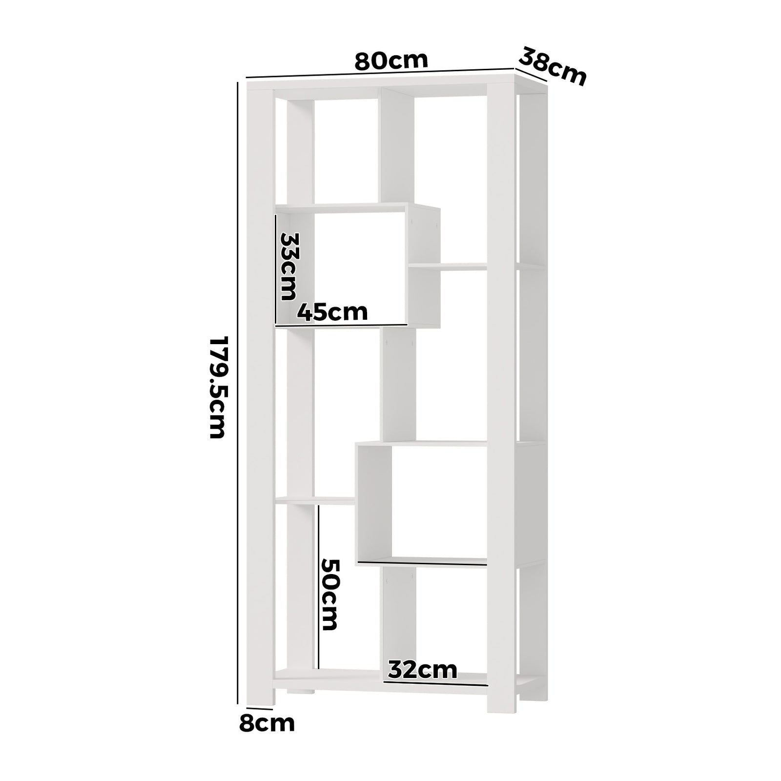 Oikiture Bookshelf Display Shelf Storage Cabinet Stand Organiser Bookcase White - Sunyee