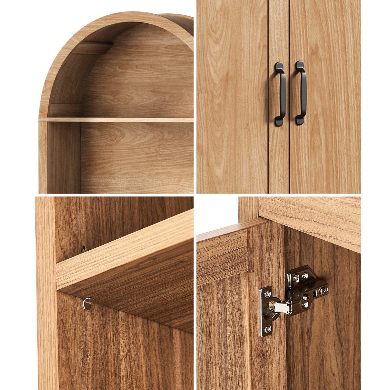 Oikiture Arched Bookshelf Display Shelf Bookcase Bookshelves Storage Cabinet - Sunyee