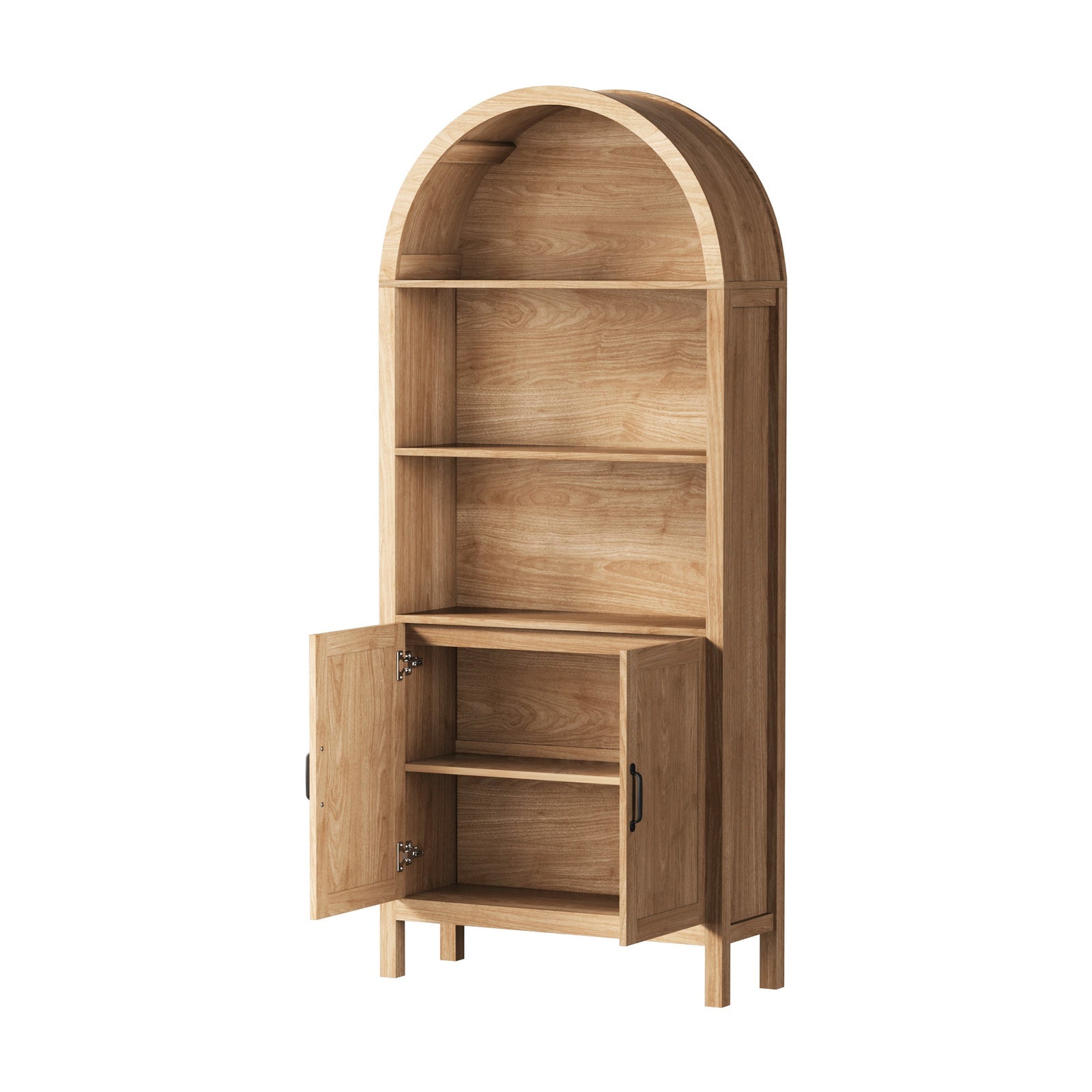 Oikiture Arched Bookshelf Display Shelf Bookcase Bookshelves Storage Cabinet - Sunyee