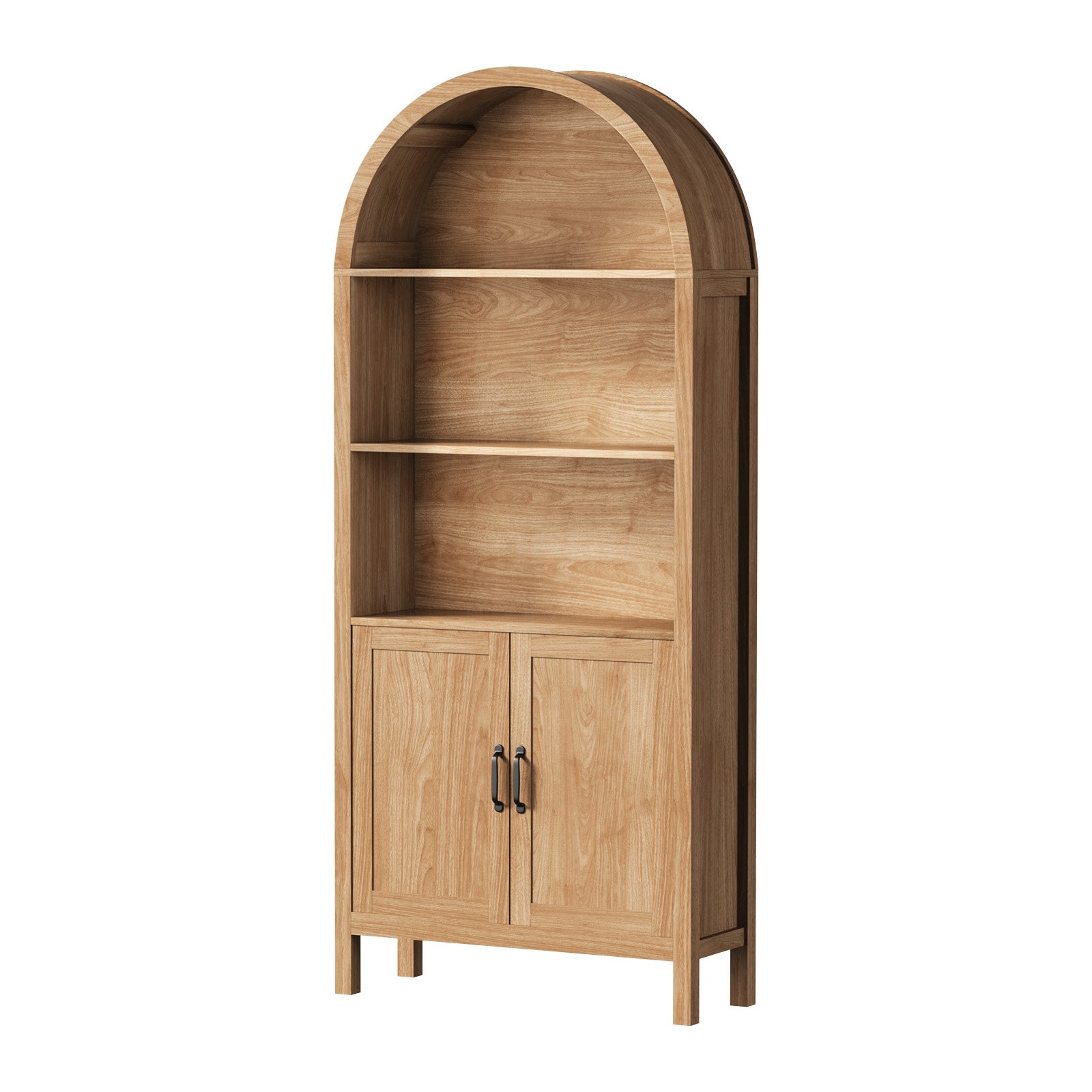 Oikiture Arched Bookshelf Display Shelf Bookcase Bookshelves Storage Cabinet - Sunyee