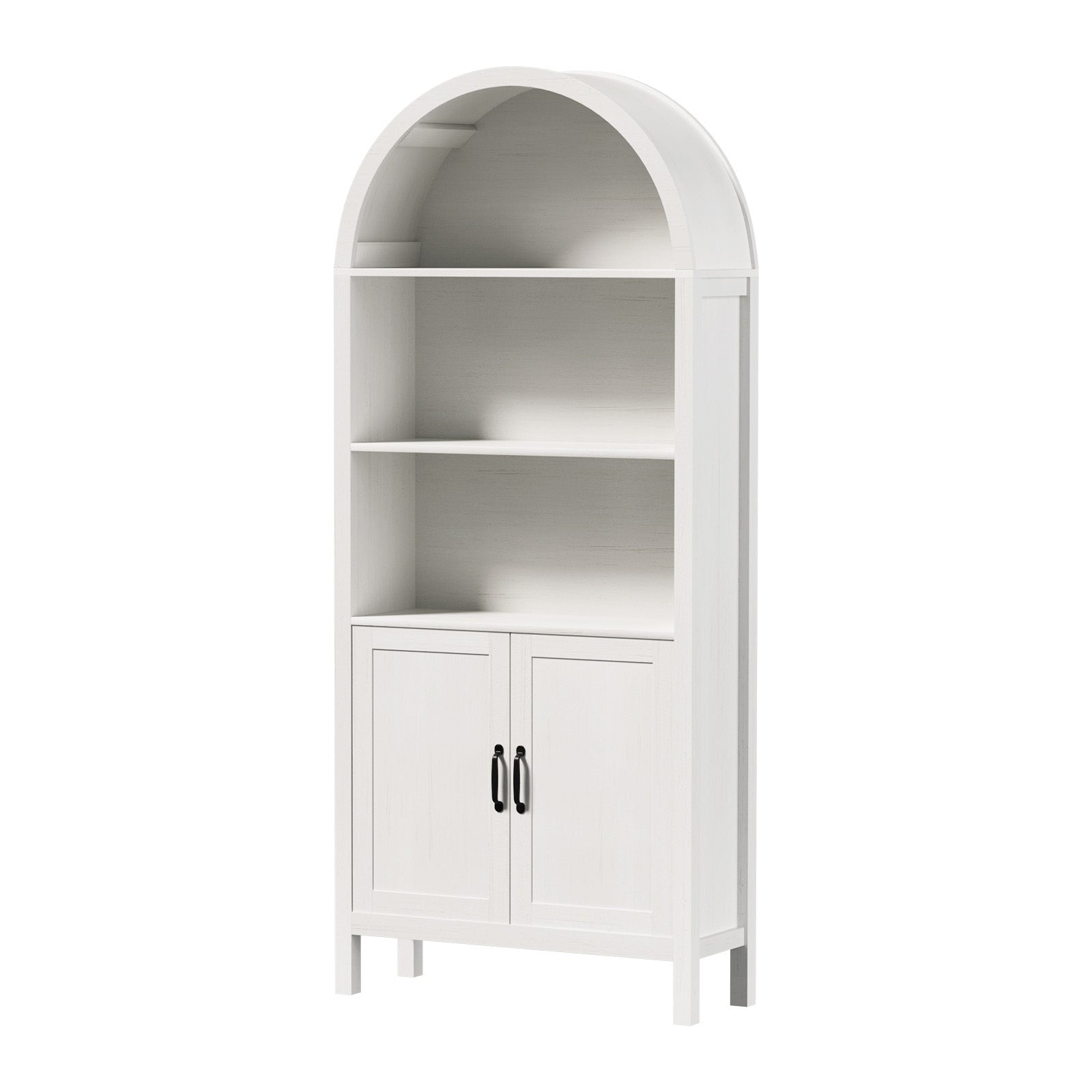 Oikiture Arched Bookshelf Display Shelf Bookcase Bookshelves Storage White - Sunyee