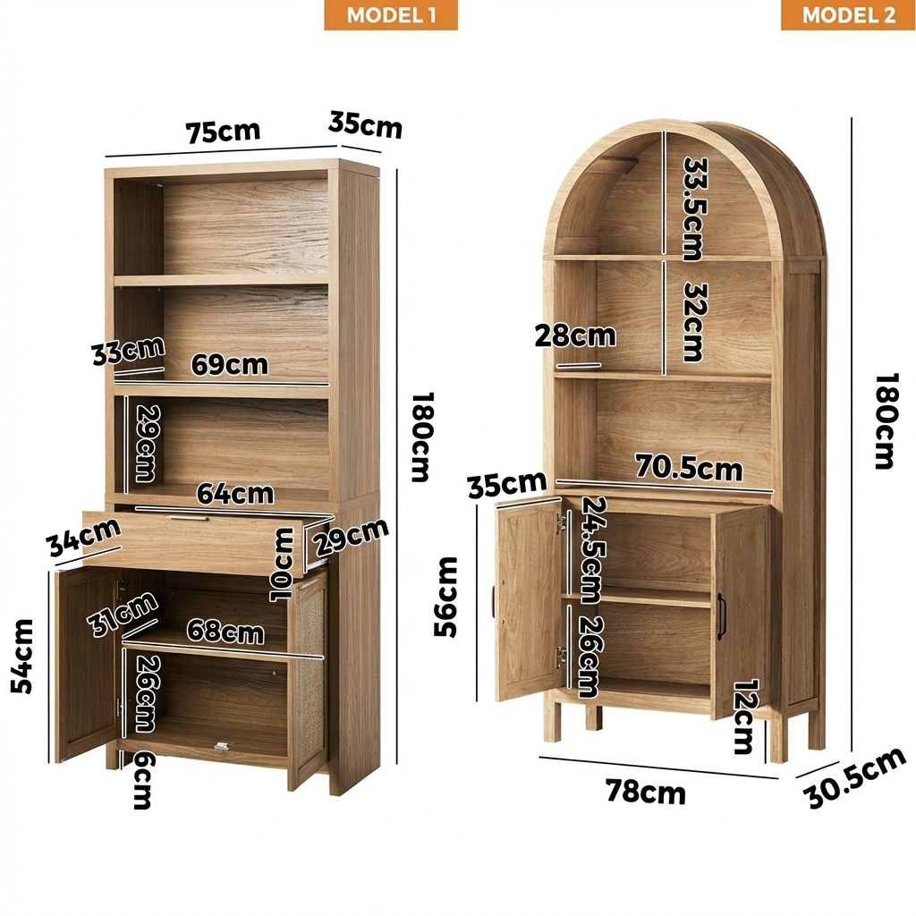 Oikiture Adjustable Bookshel Display Shelf Bookcase Storage Cabinet 5 Tier - Sunyee