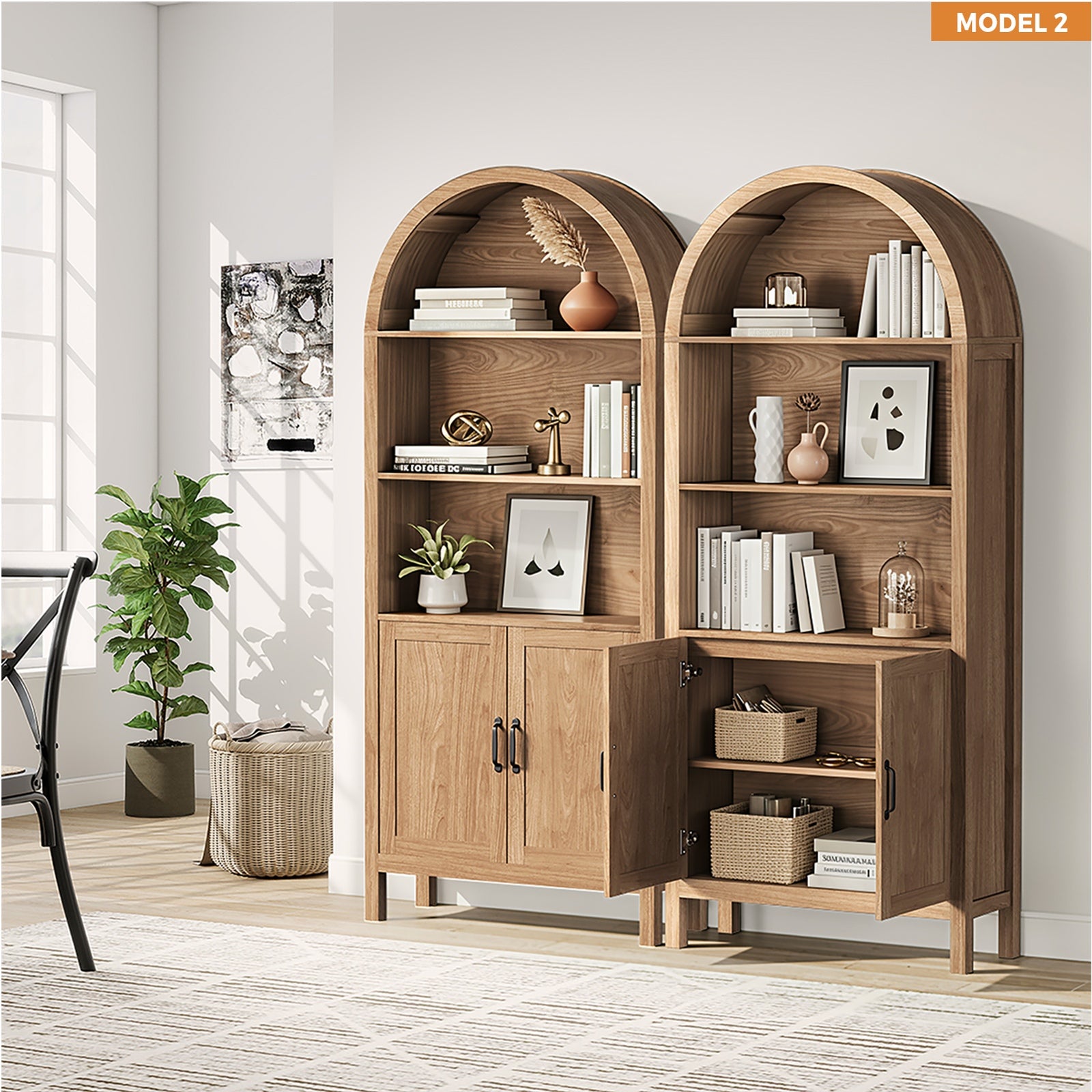Oikiture Adjustable Bookshel Display Shelf Bookcase Storage Cabinet 5 Tier - Sunyee