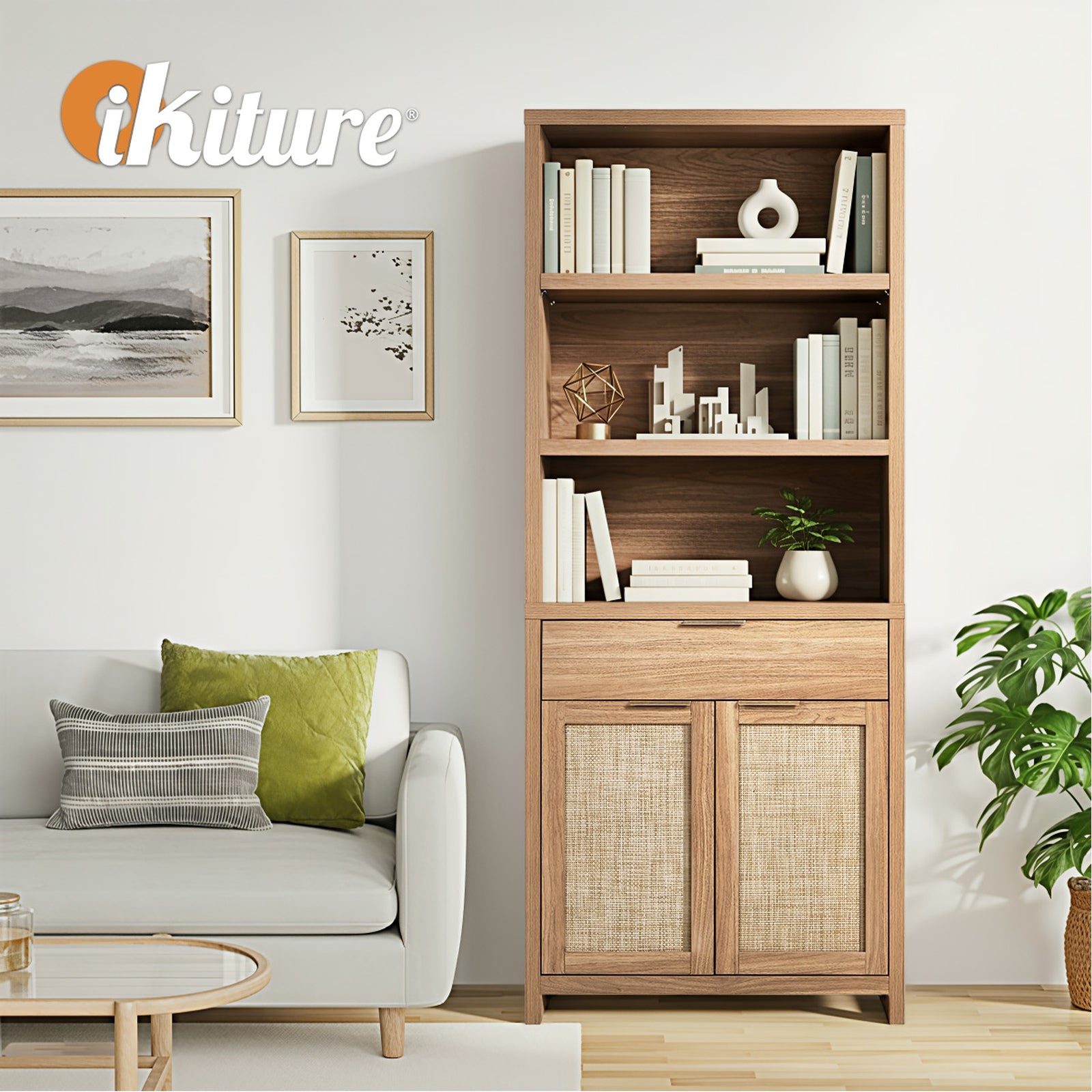 Oikiture Adjustable Bookshel Display Shelf Bookcase Storage Cabinet 5 Tier - Sunyee
