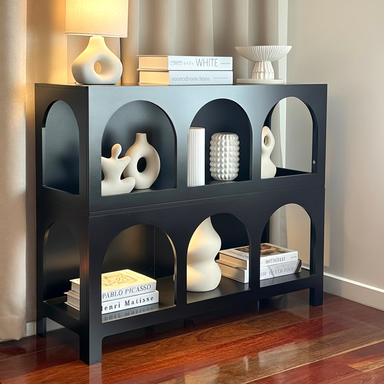 Oikiture Display Shelf Storage Stand Shelving Unit Bookcase Bookshelf Black