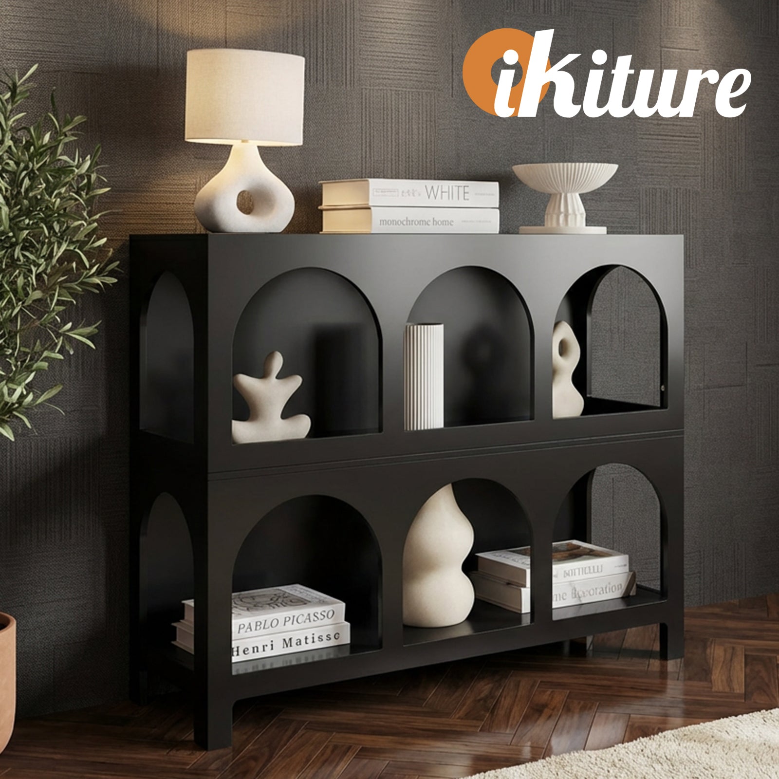Oikiture Display Shelf Storage Stand Shelving Unit Bookcase Bookshelf Black