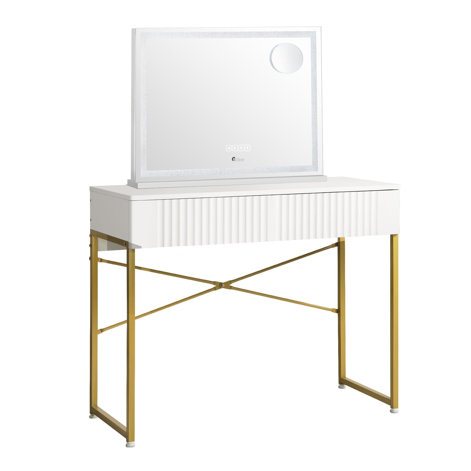 Oikiture Dressing Table Bluetooth Makeup Mirror 80x62cm Crystal Vanity Mirrors - Sunyee