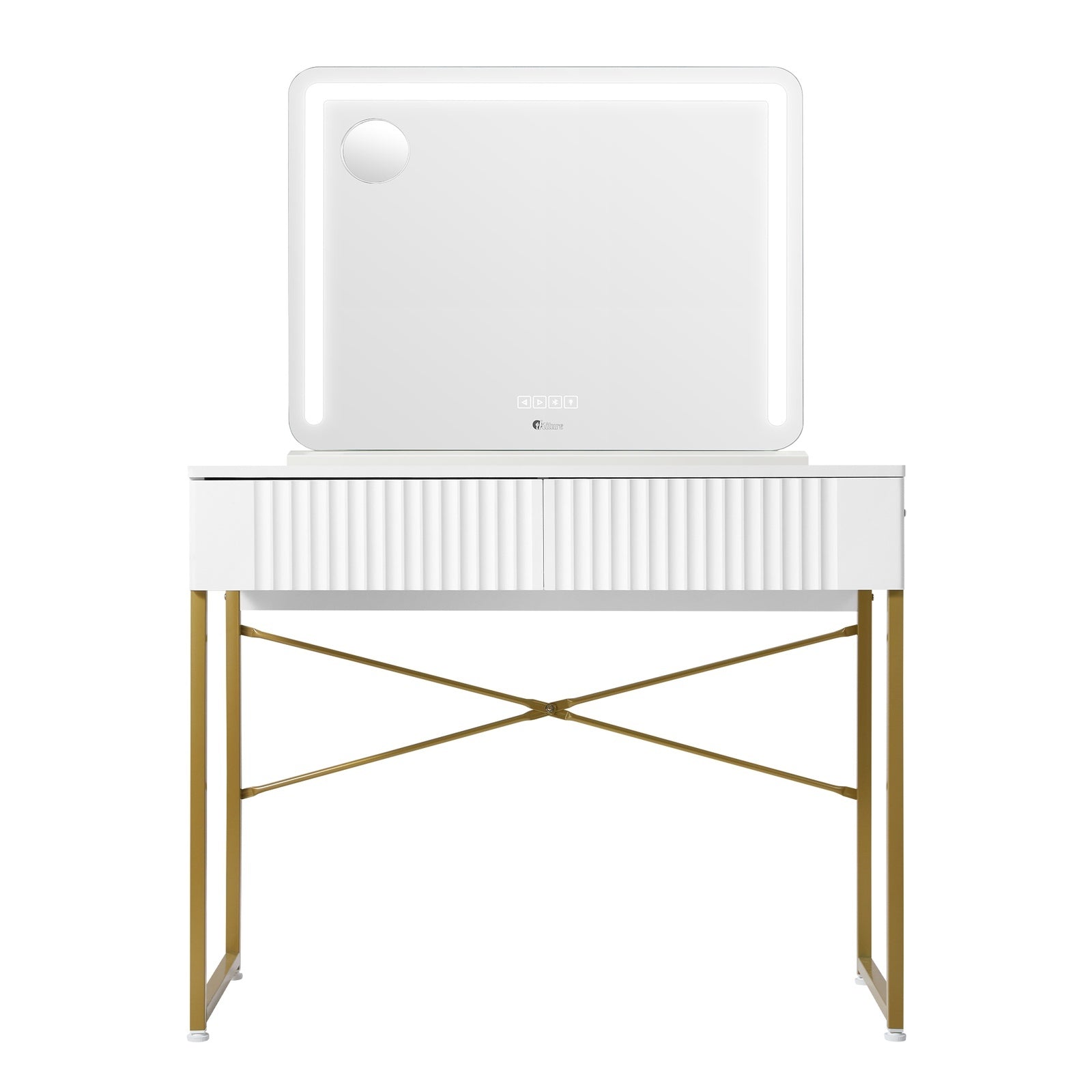 Oikiture Dressing Table Bluetooth Hollywood Makeup Mirror 80x62cm Vanity Mirrors - Sunyee