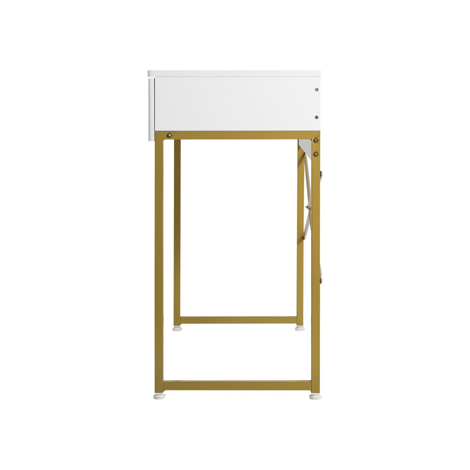 Oikiture Dressing Table Vanity Makeup Desk 2 Drawers White and Gold - Sunyee