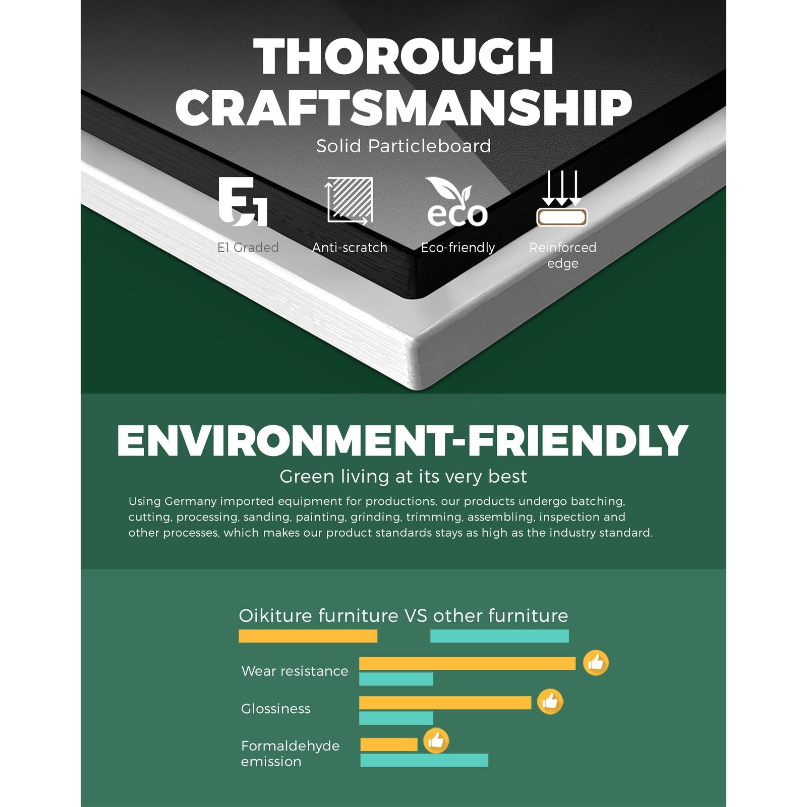 Oikiture Dressing Table Stool Set Makeup Mirror Storage Drawer 10 LED Bulbs - Sunyee