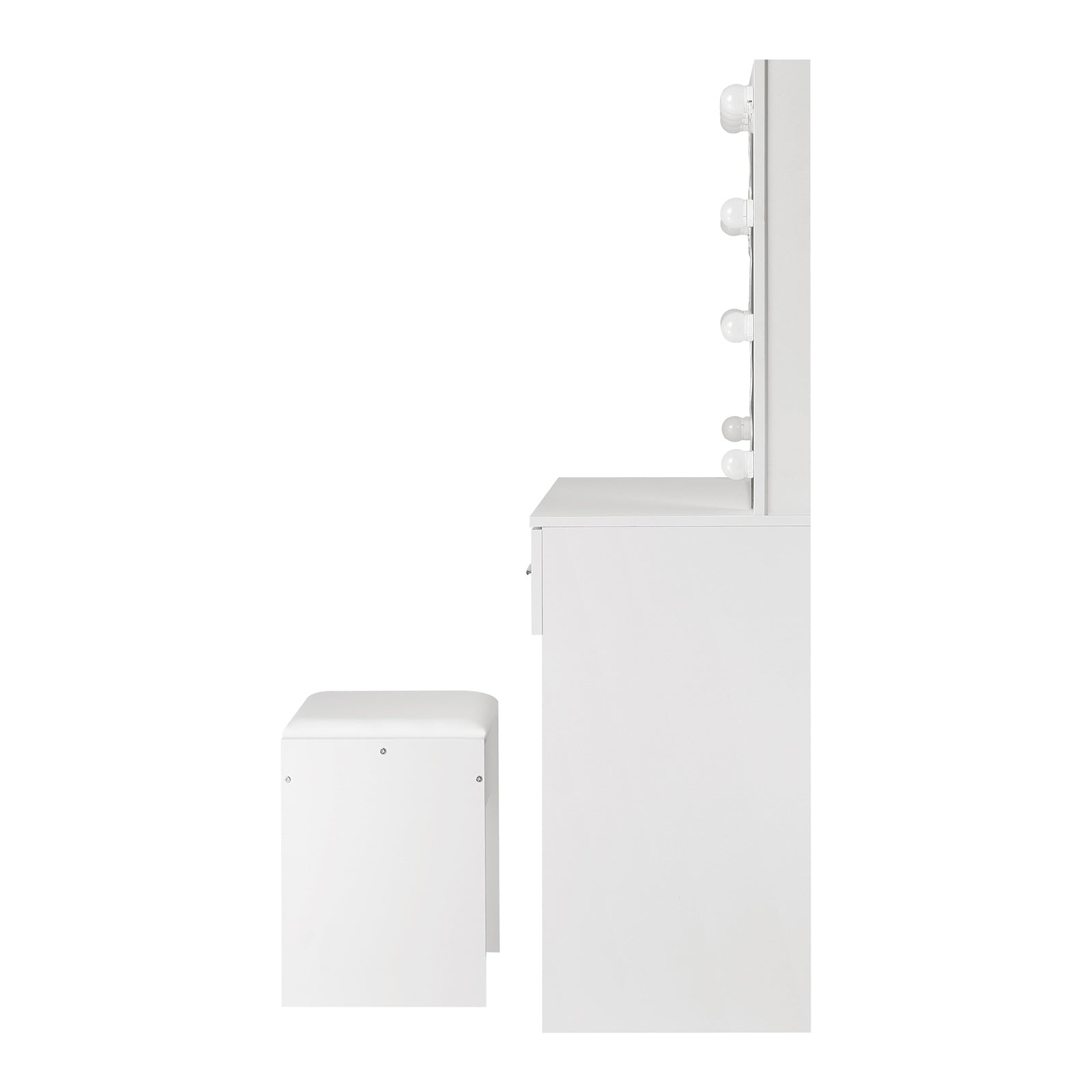 Oikiture Dressing Table Stool Set Makeup Mirror Storage Desk 10 LED Bulbs White - Sunyee