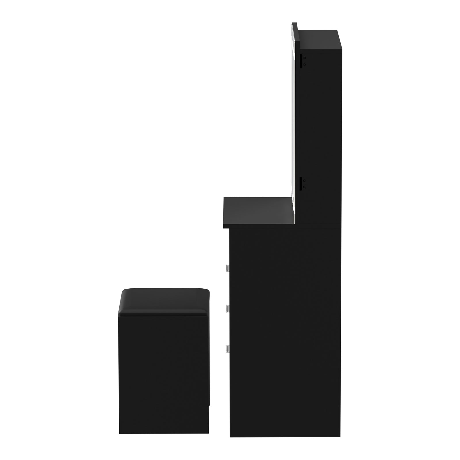 Oikiture Dressing Table Stool Set Makeup Slide Mirror LED Light Vanity Black - Sunyee