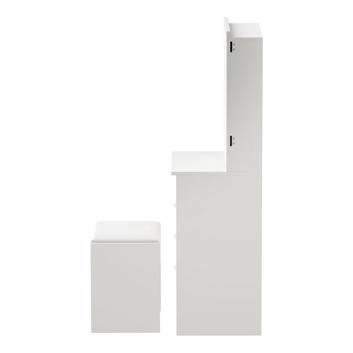 Oikiture Dressing Table Stool Set Makeup Slide Mirror LED Light Vanity White - Sunyee