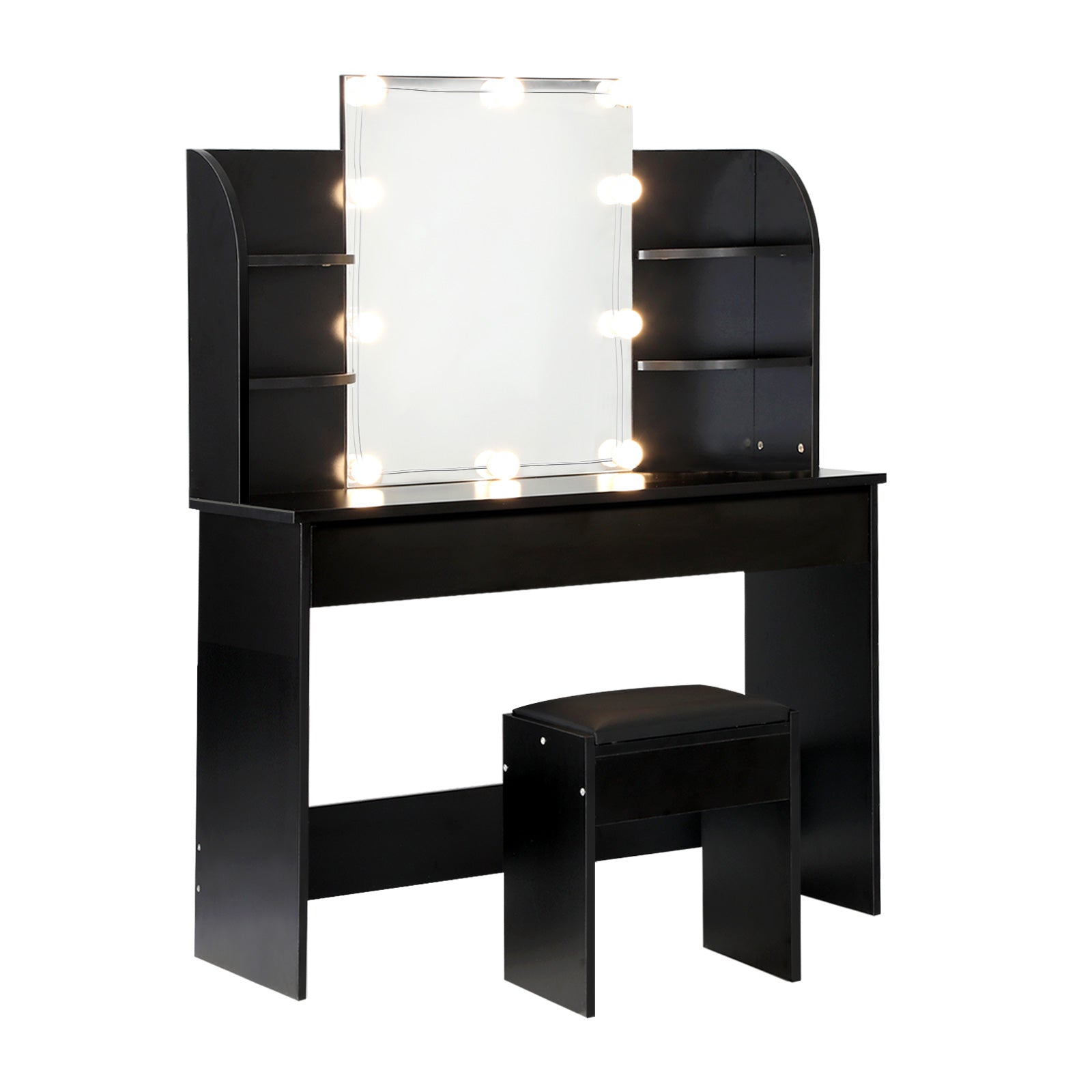 Oikiture Dressing Table Stool Set Makeup Mirror Storage Drawer 10 LED Bulbs - Sunyee