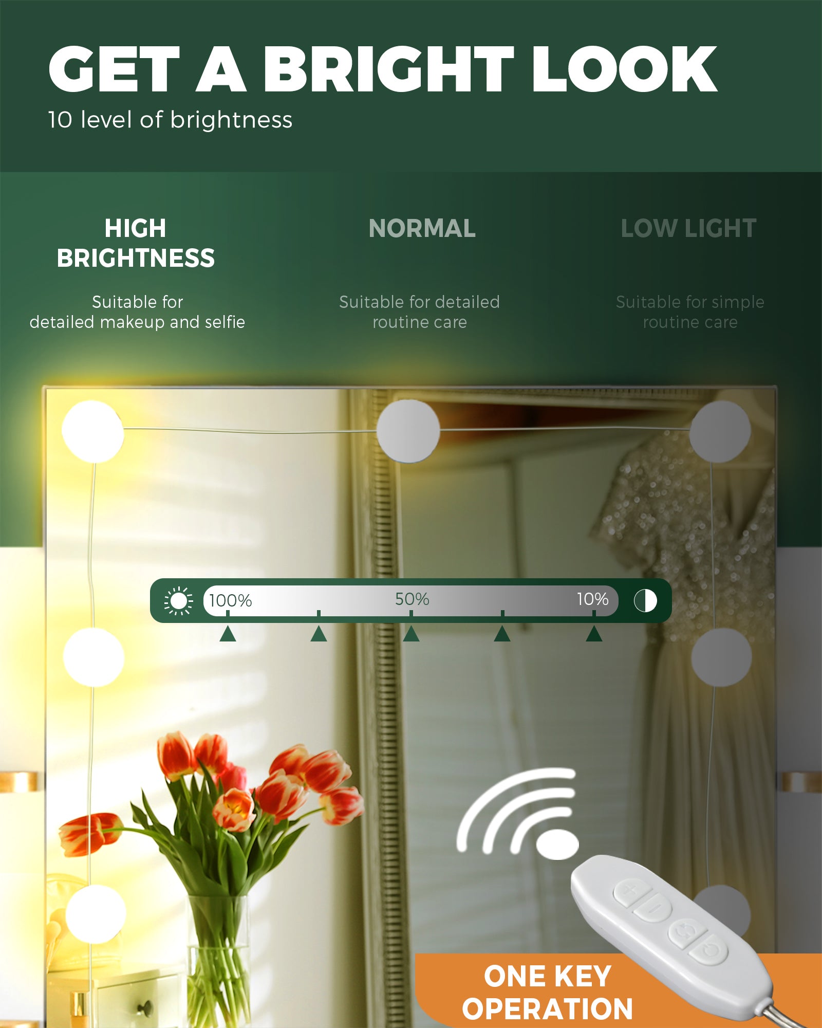 Oikiture Dressing Table Stool Set Makeup Mirror Storage Drawer 10 LED Bulbs - Sunyee