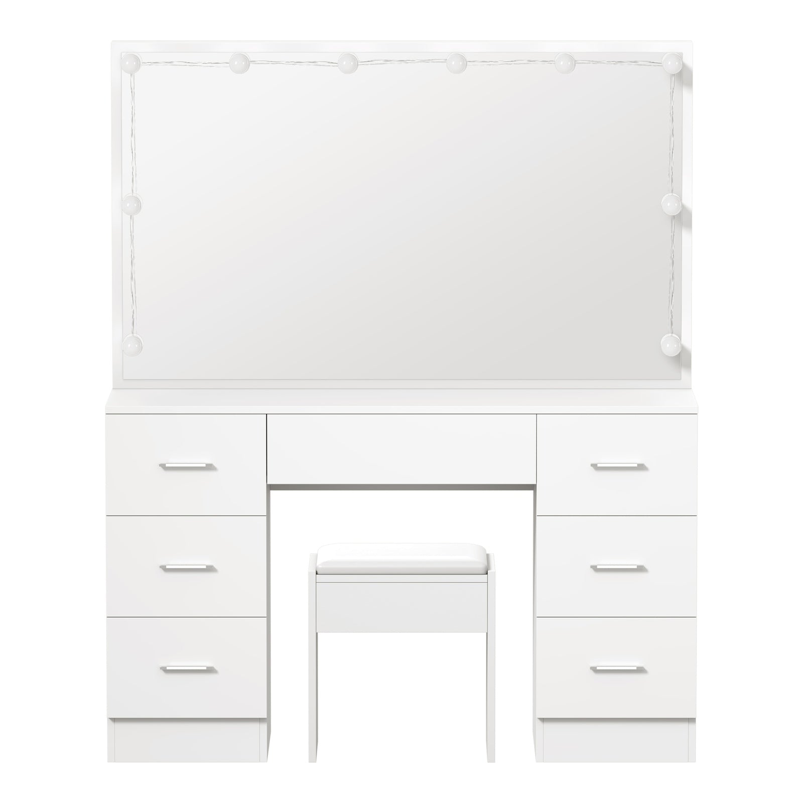 Oikiture Dressing Table Large Makeup Mirror Vanity Desk 10 LED Bulbs White - Sunyee