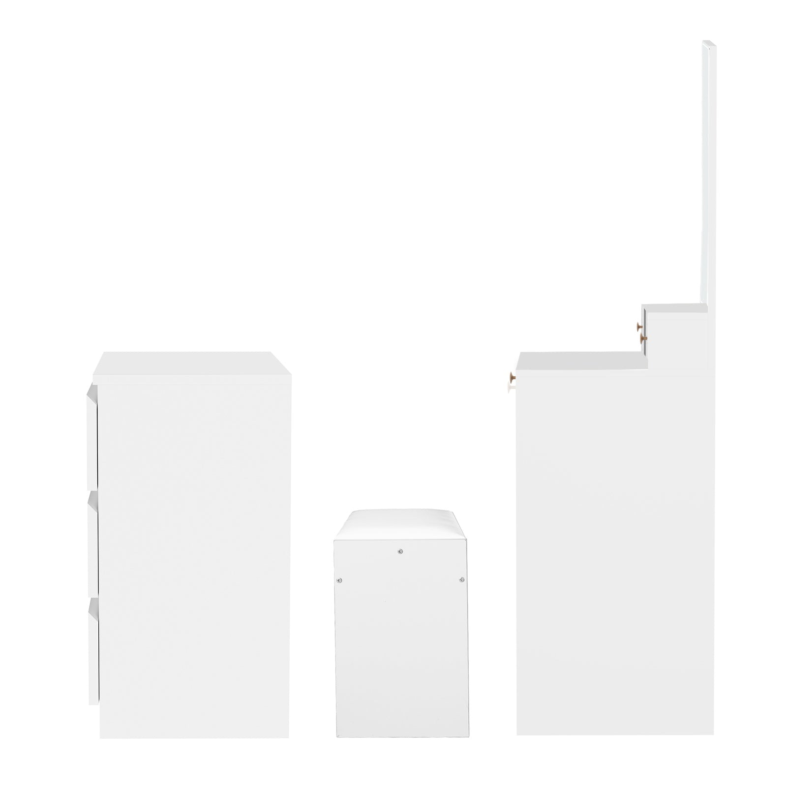 Oikiture Dressing Table Stool Set LED Makeup Mirror Vanity Desk 7 Drawers White - Sunyee