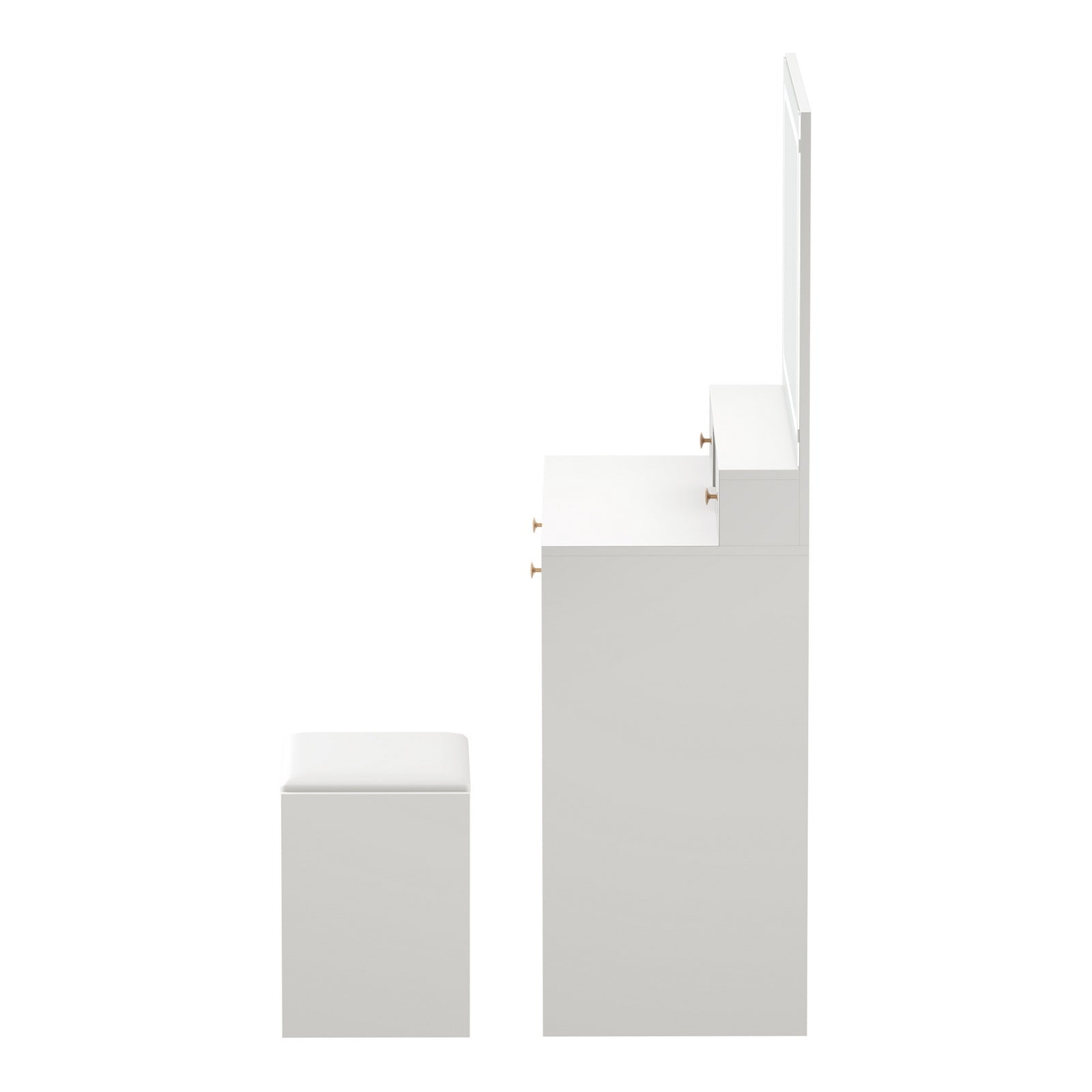 Oikiture Dressing Table Stool Set LED Mirror Vanity Desk with Drawers White - Sunyee