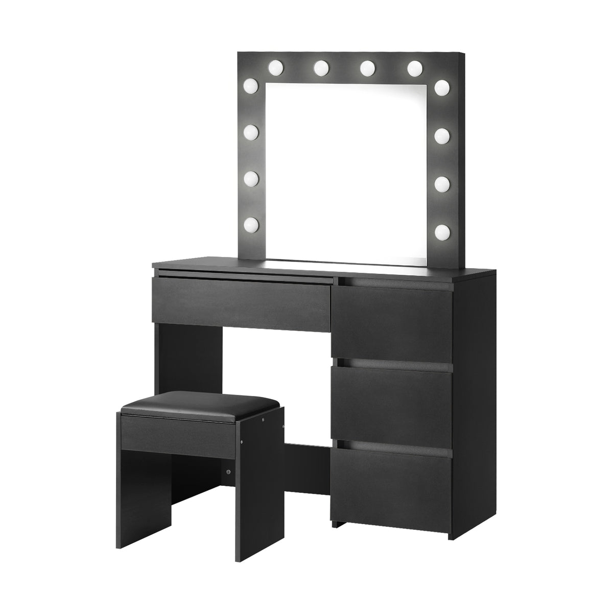 Oikiture Dressing Table Stool Set Makeup Desk Mirror Storage 12 LED Bulbs - Sunyee