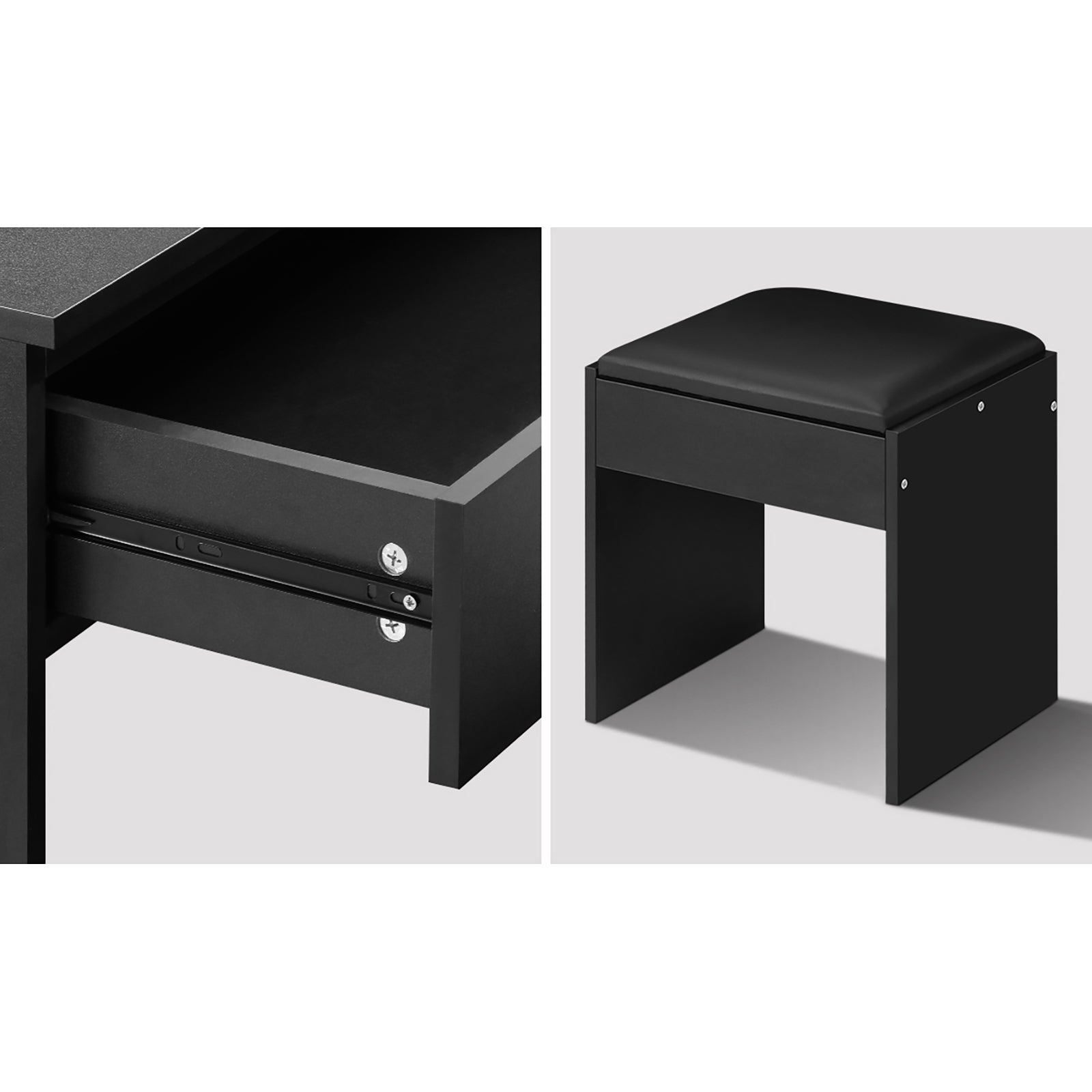 Oikiture Dressing Table Stool Set Makeup Desk Mirror Storage Drawer 12 LED Bulbs - Sunyee