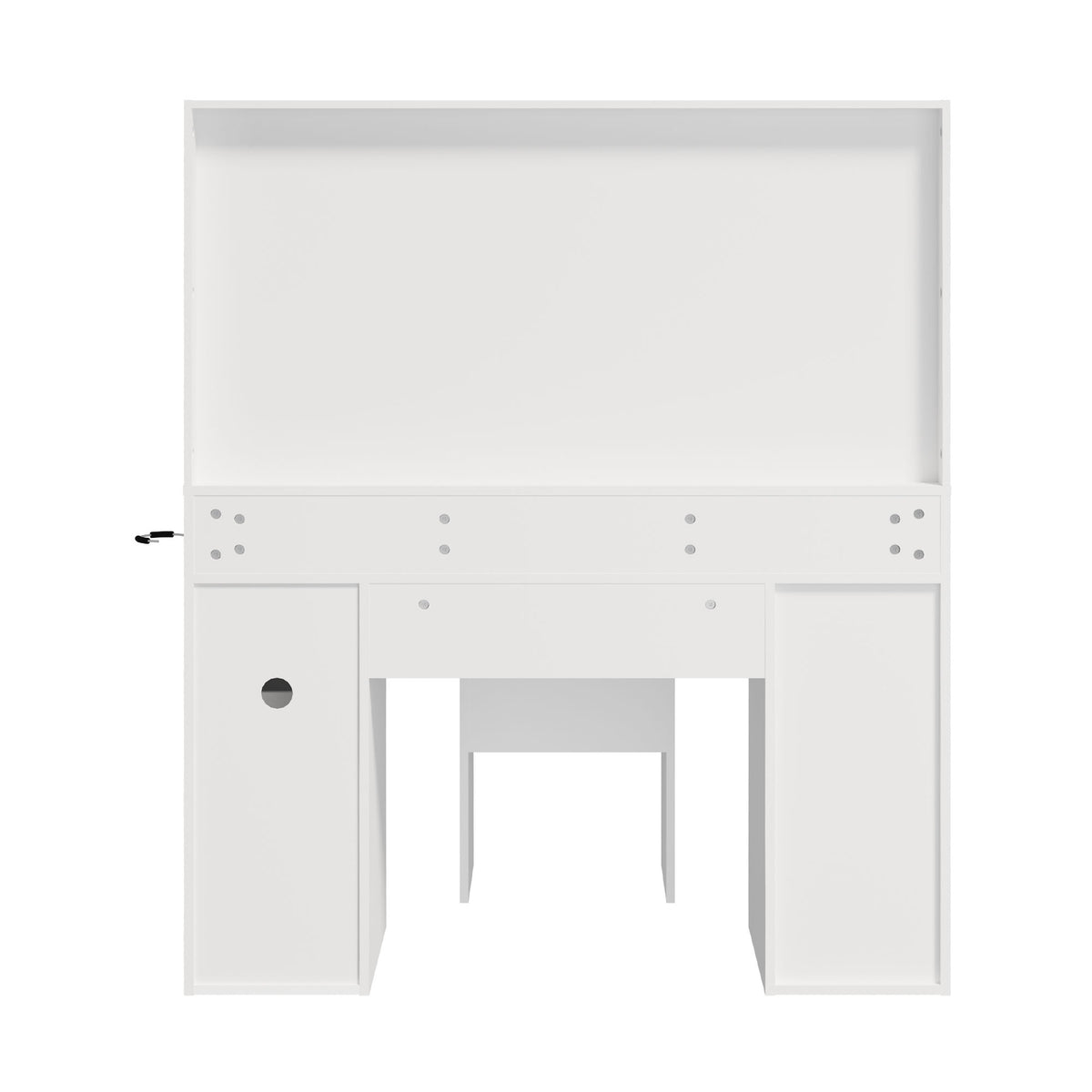 Oikiture Dressing Table Set LED Lights Glass Tabletop 11 Drawers White