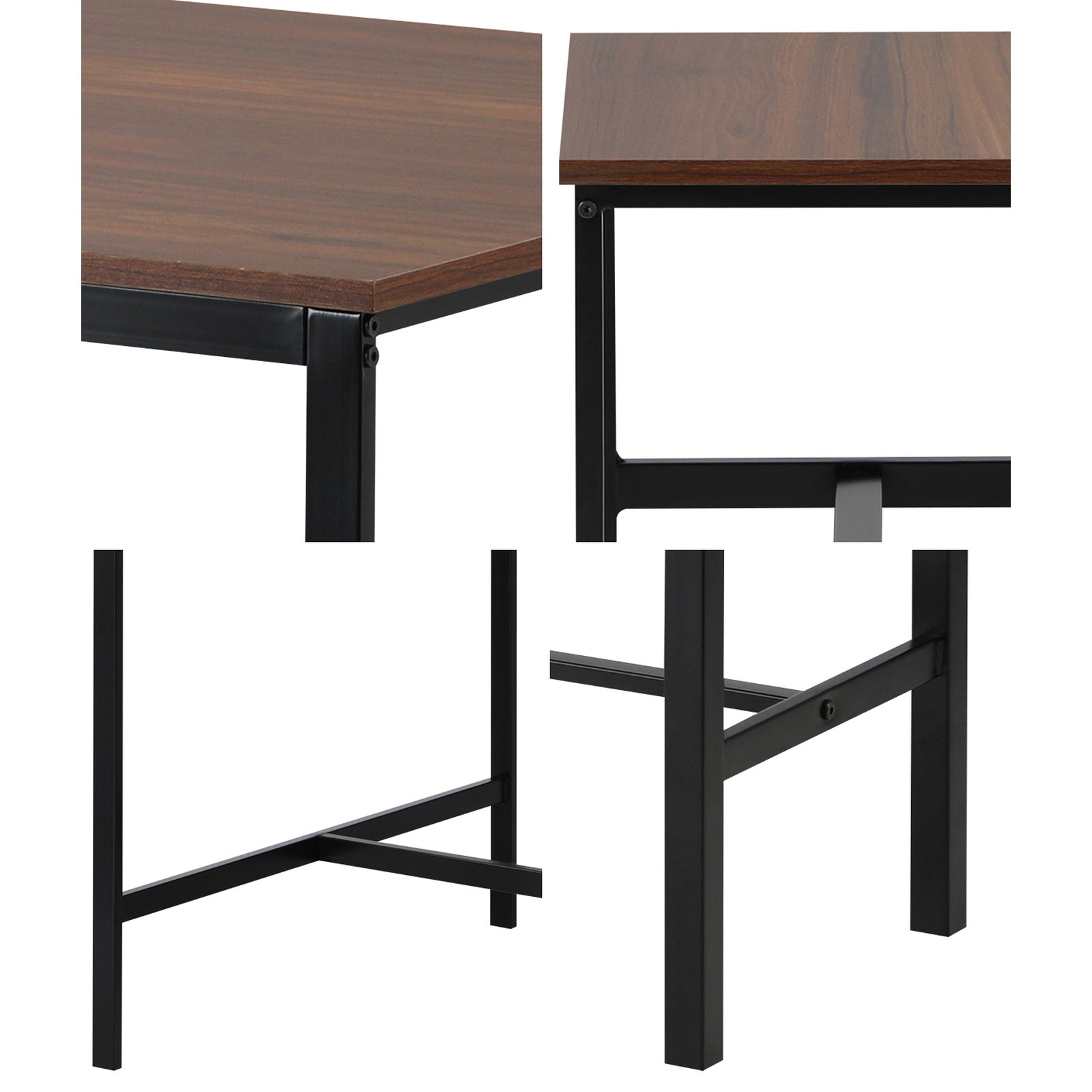 Oikiture Industrial Dining Table 4 Seaters with Kitchen Bench Chairs Natural - Sunyee