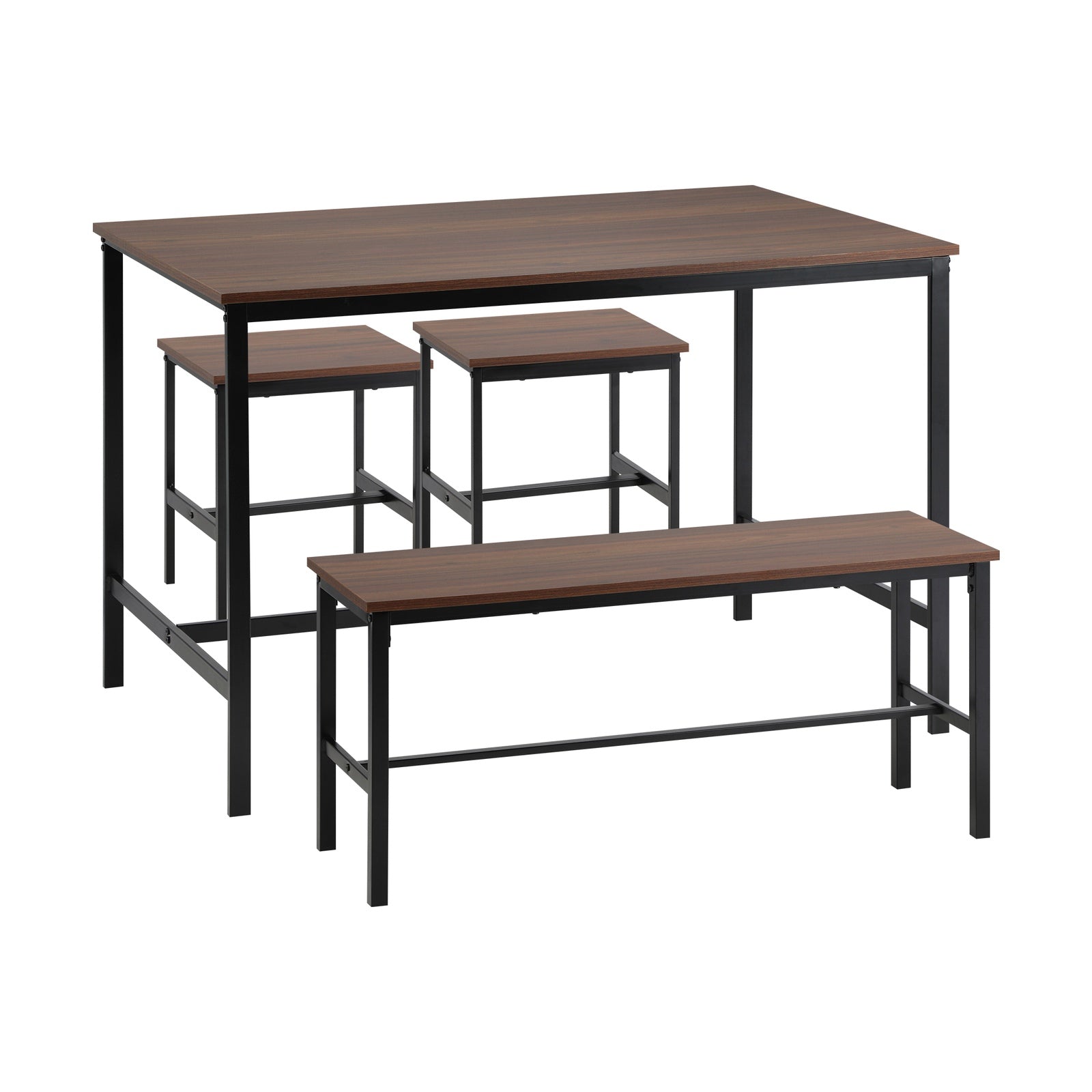 Oikiture Industrial Dining Table 4 Seaters with Kitchen Bench Chairs Natural - Sunyee