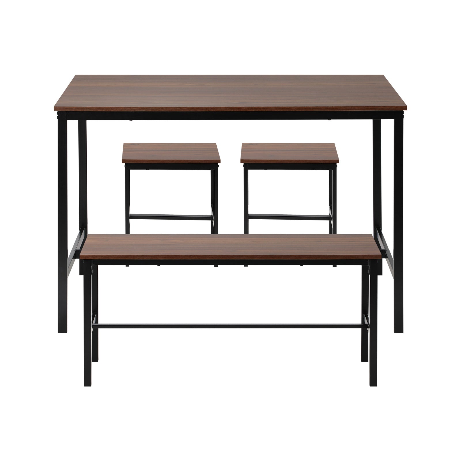 Oikiture Industrial Dining Table 4 Seaters with Kitchen Bench Chairs Natural - Sunyee