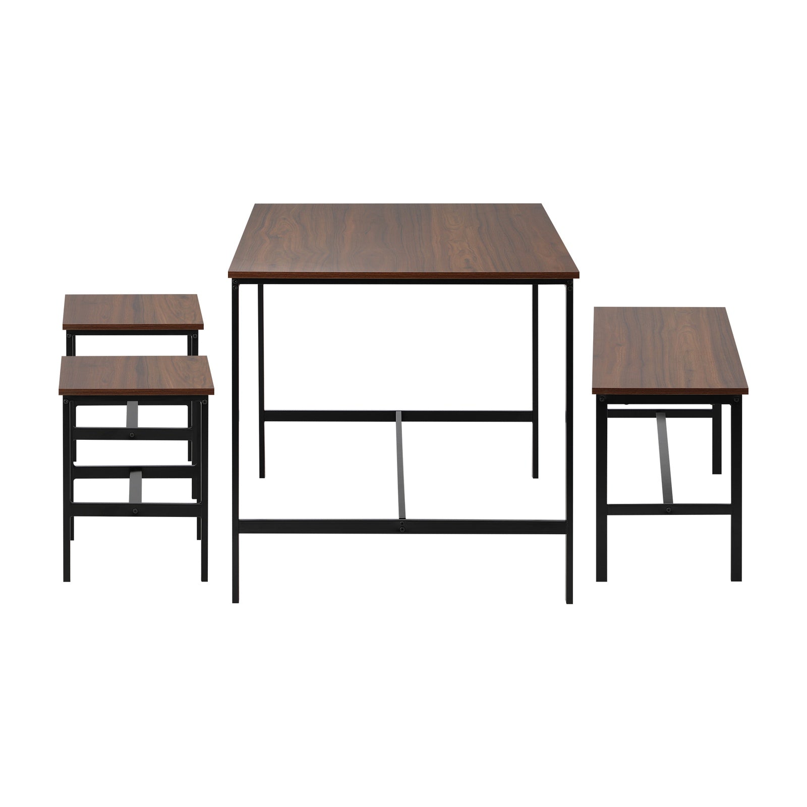 Oikiture Industrial Dining Table 4 Seaters with Kitchen Bench Chairs Natural - Sunyee