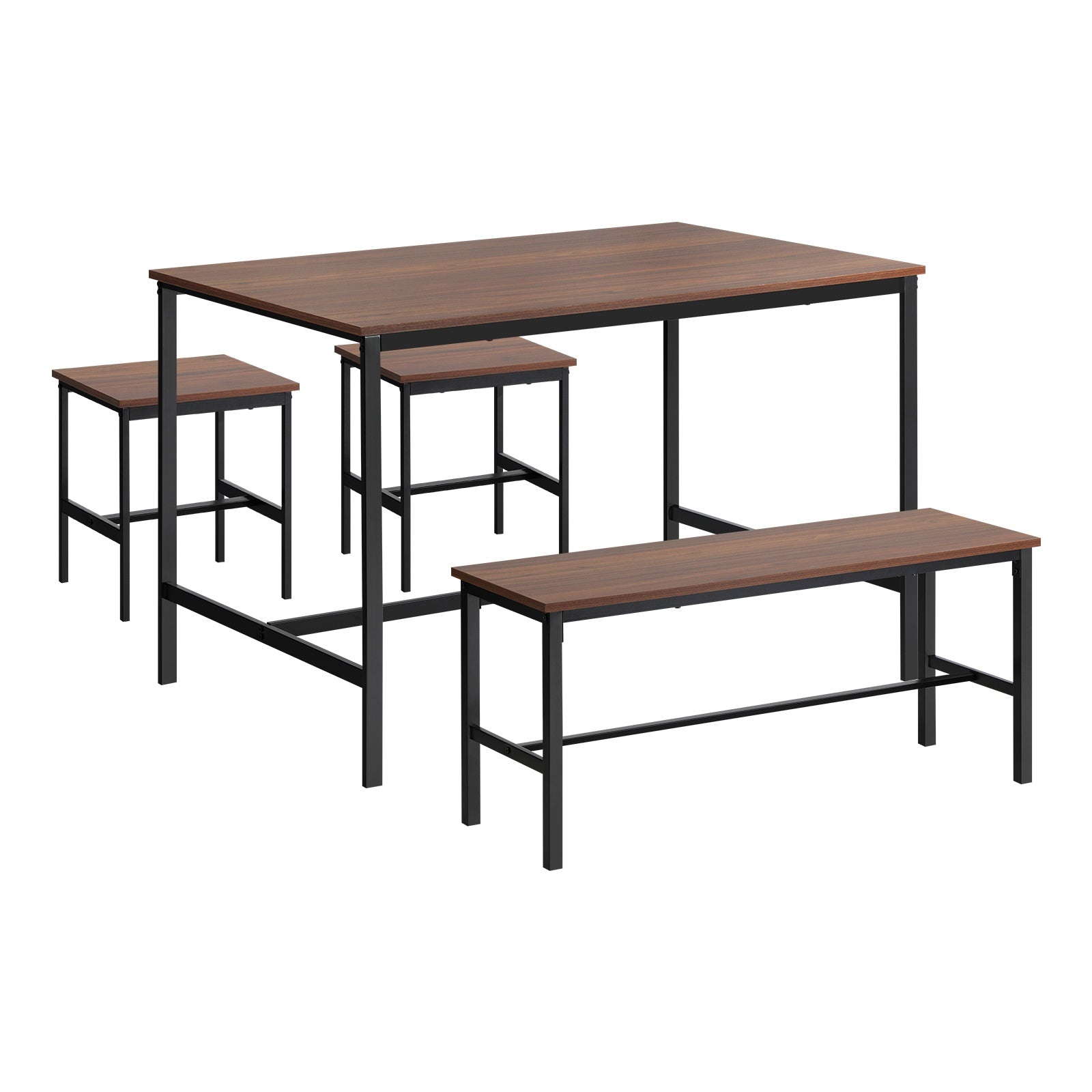 Oikiture Industrial Dining Table 4 Seaters with Kitchen Bench Chairs Natural - Sunyee