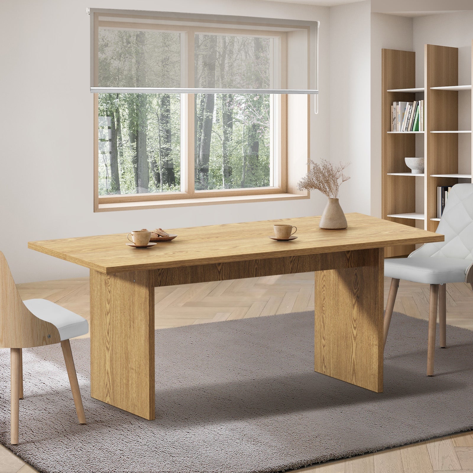 Oikiture 180cm Dining Table Rectangular Kitchen Dining Table Timber Natural - Sunyee