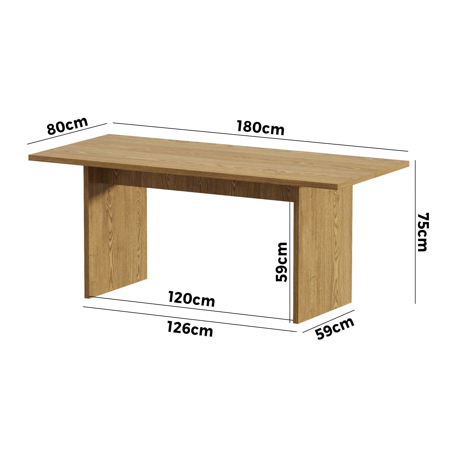 Oikiture 180cm Dining Table Rectangular Kitchen Dining Table Timber Natural - Sunyee
