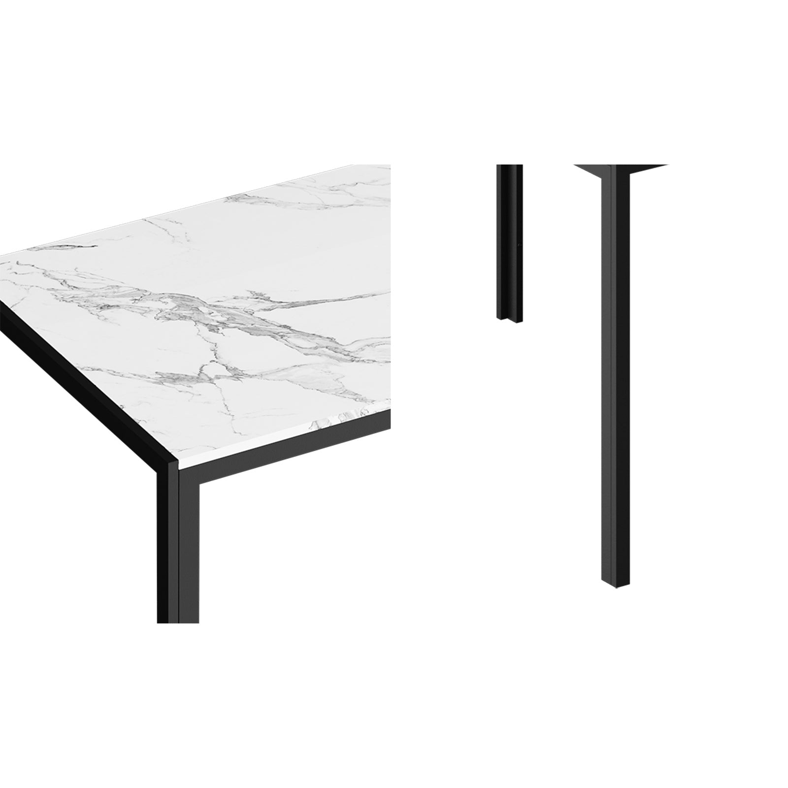 Oikiture 120cm Dining Table Rectangular Kitchen Table with Metal Leg White&Black - Sunyee